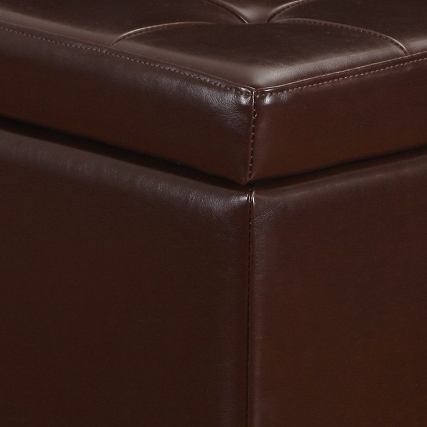Bonded Leather Square Tufted Footstool