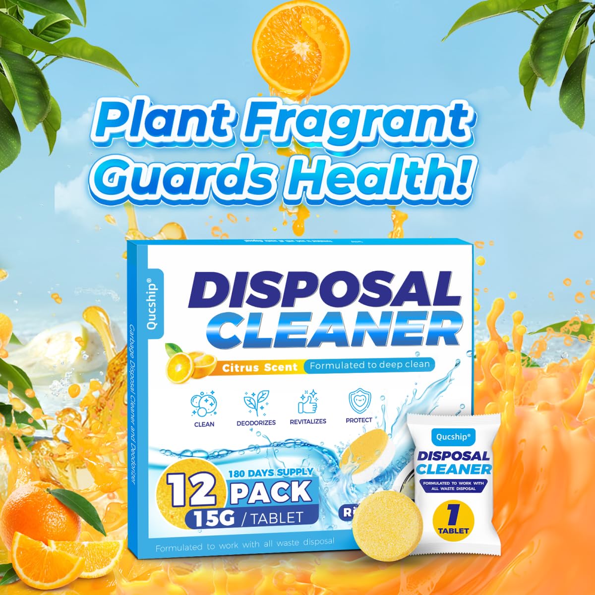Garbage Disposal Cleaner Deodorizer Tablets (12 Count)