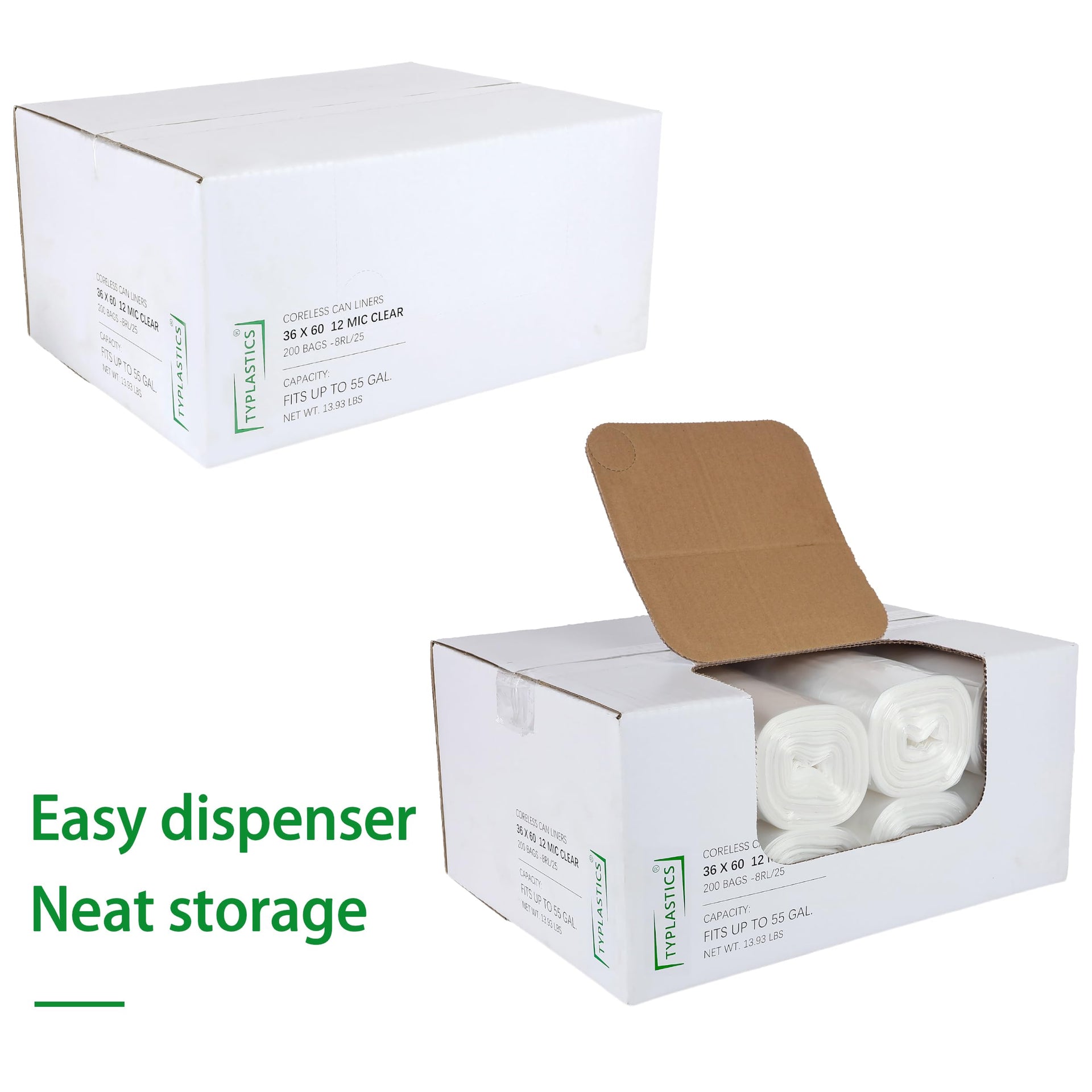 55 Gallon Clear Trash Can Liners (200 Count)