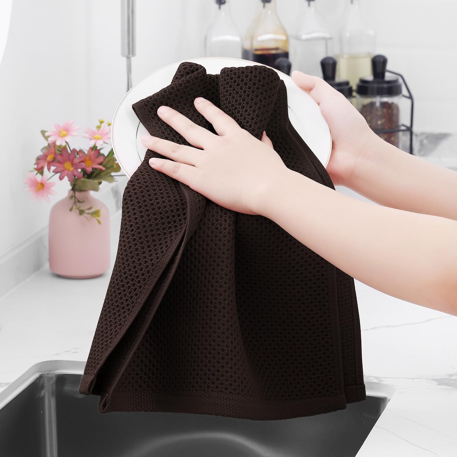 100% Cotton Waffle Weave Kitchen Dish Towels 24 (24 Count)