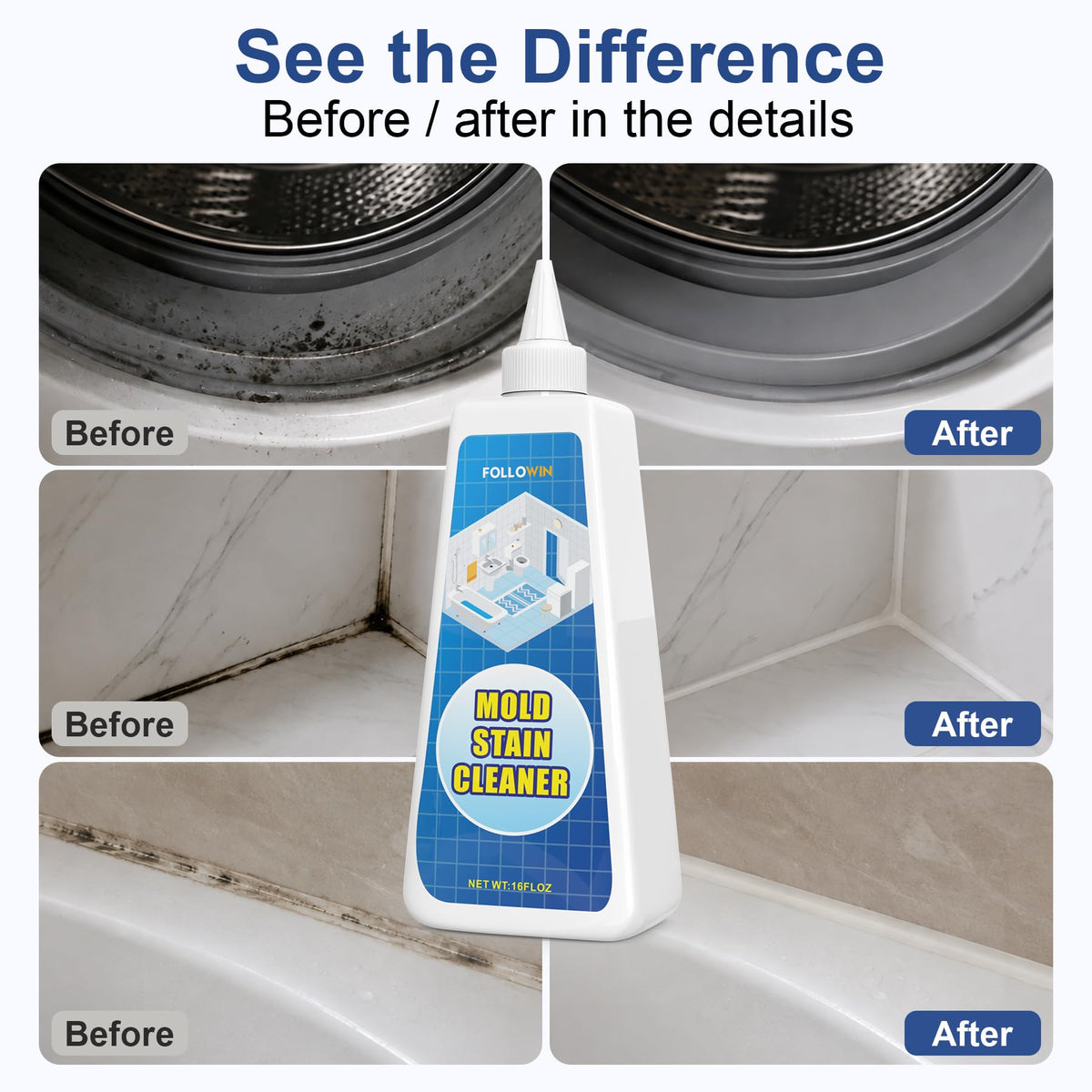 Mold and Mildew Remover Gel for Washing Machine Seal (16 Fl Oz)