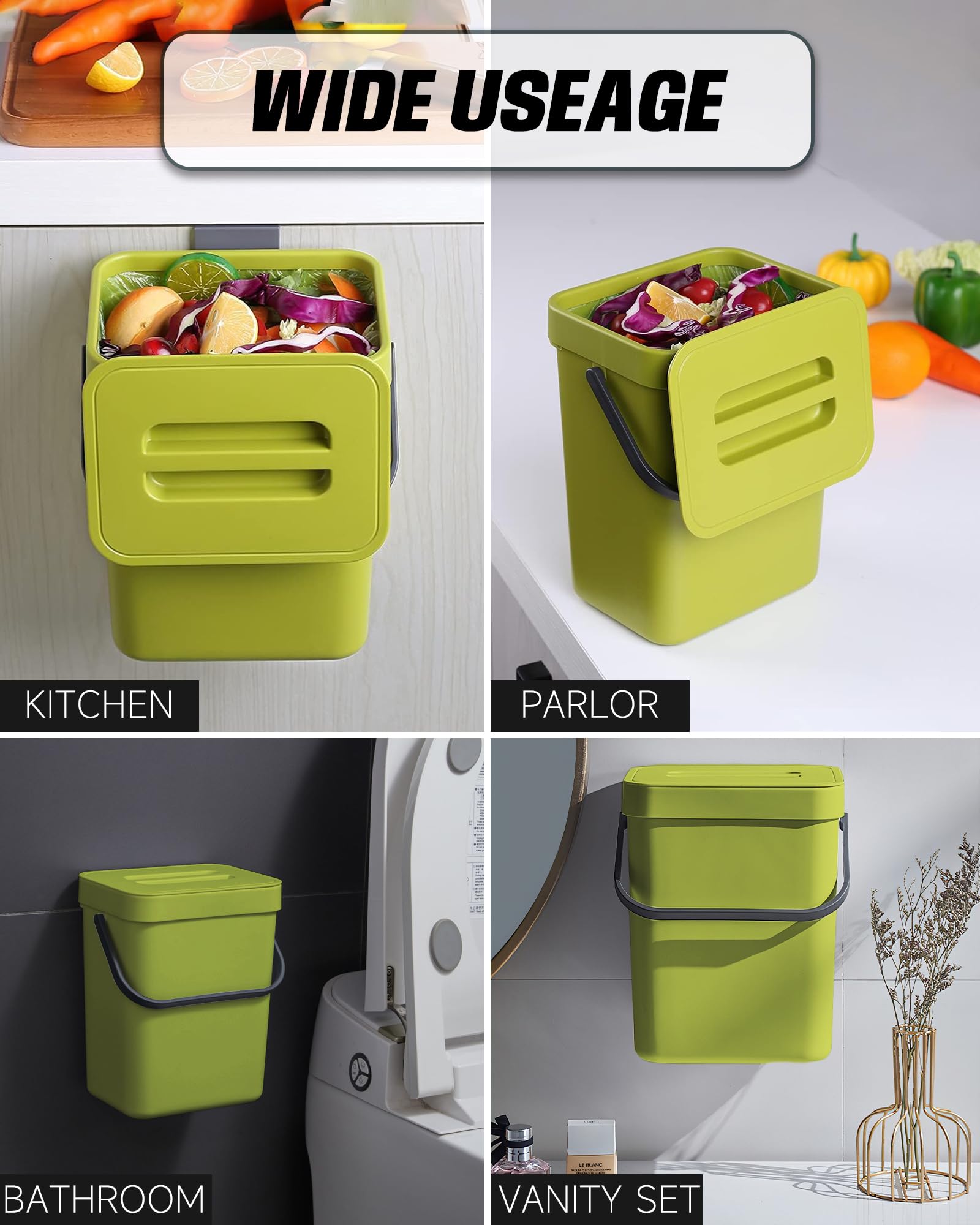 1.3 Gal Hanging Small Trash Can with Lid