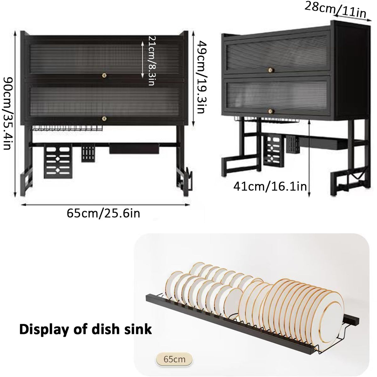 Dish Drying Rack 4 Tiers with Cover