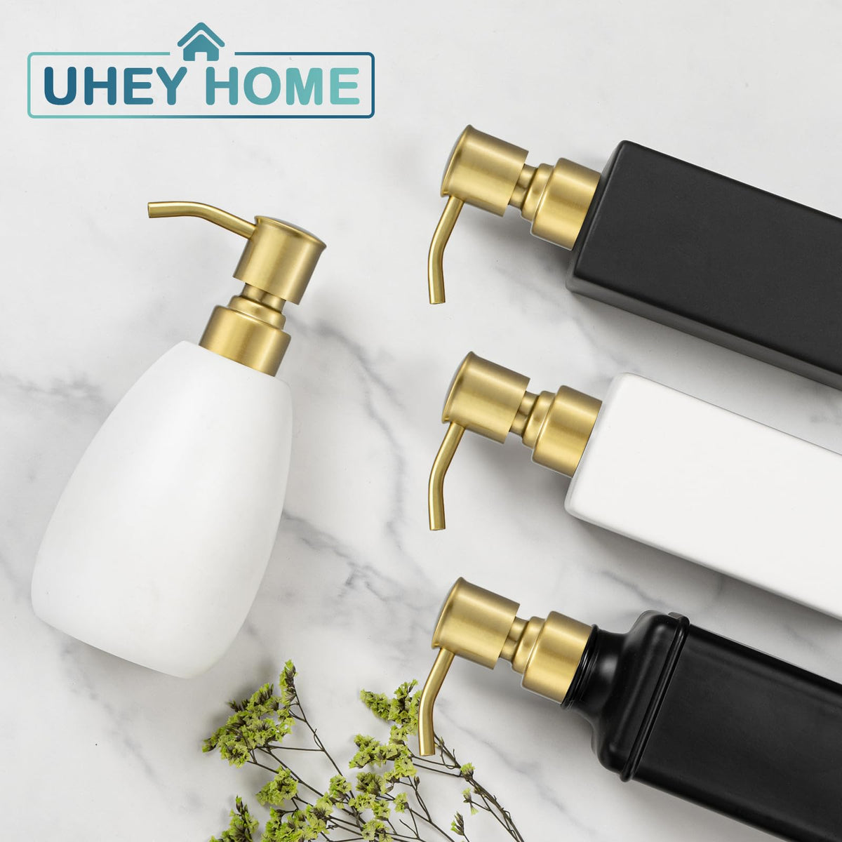 2 Pack Brushed Gold 304 Stainless Steel Soap Dispenser Pump Replacement Standard 28 (2 Count)