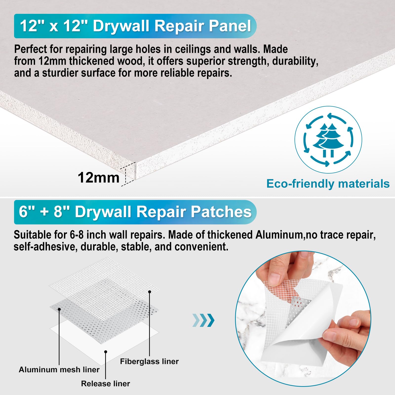 37 Pcs Drywall Repair Kit with 12"x12" Dry Wall Panel