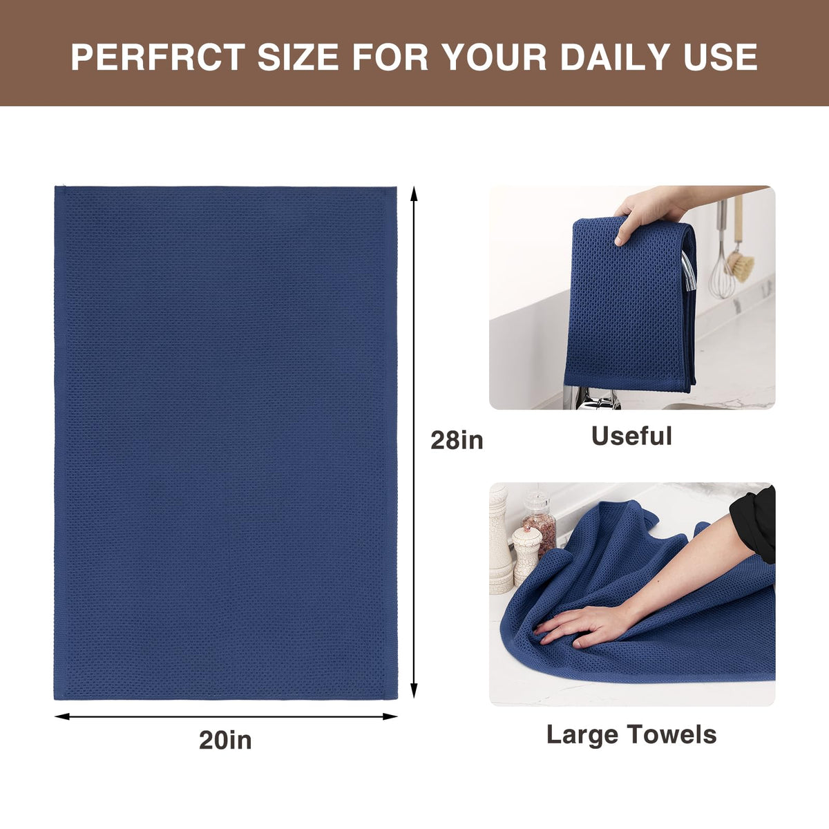 100% Cotton Oversized Waffle Weave Kitchen Towels 4 (4 Count)