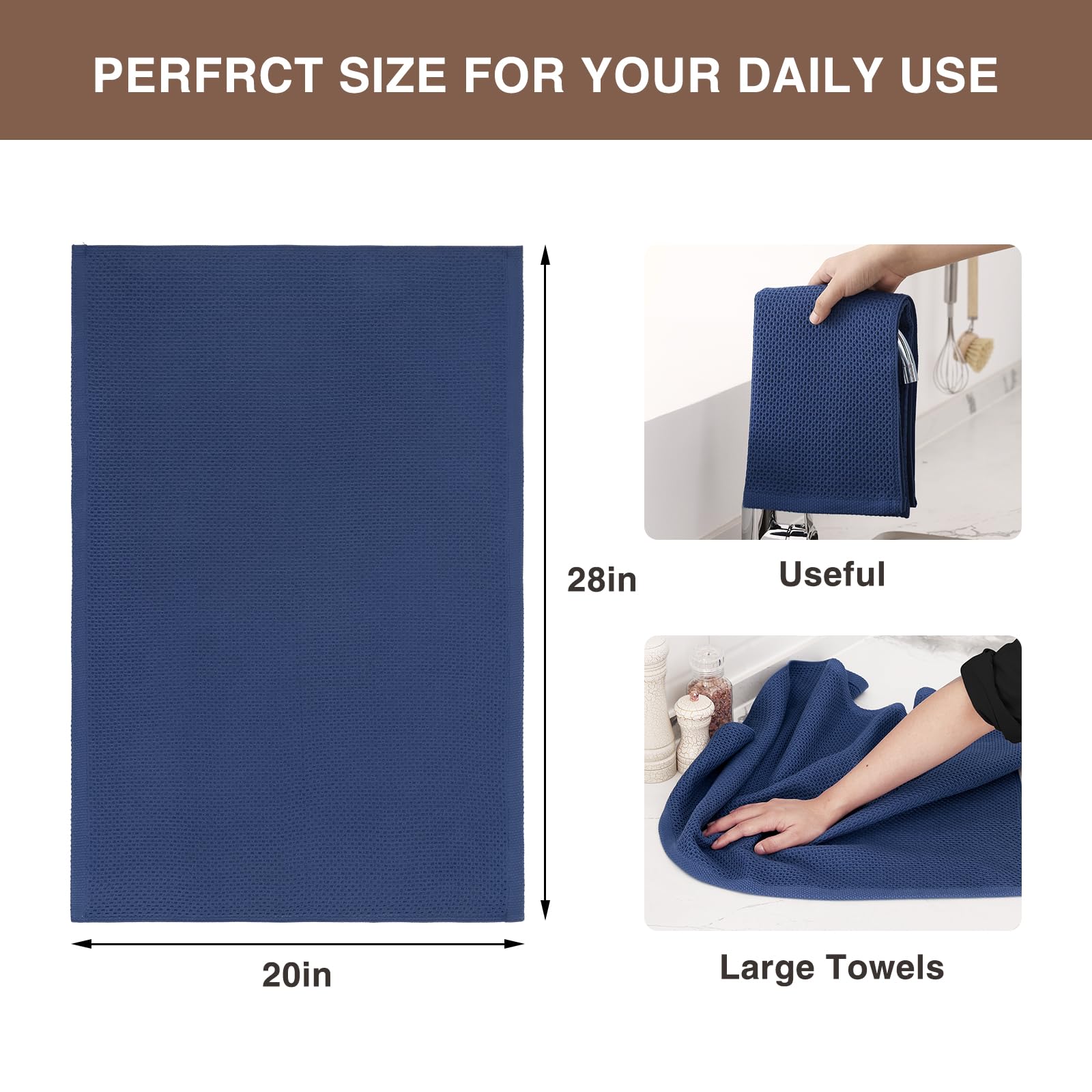 100% Cotton Oversized Waffle Weave Kitchen Towels 8 (8 Count)