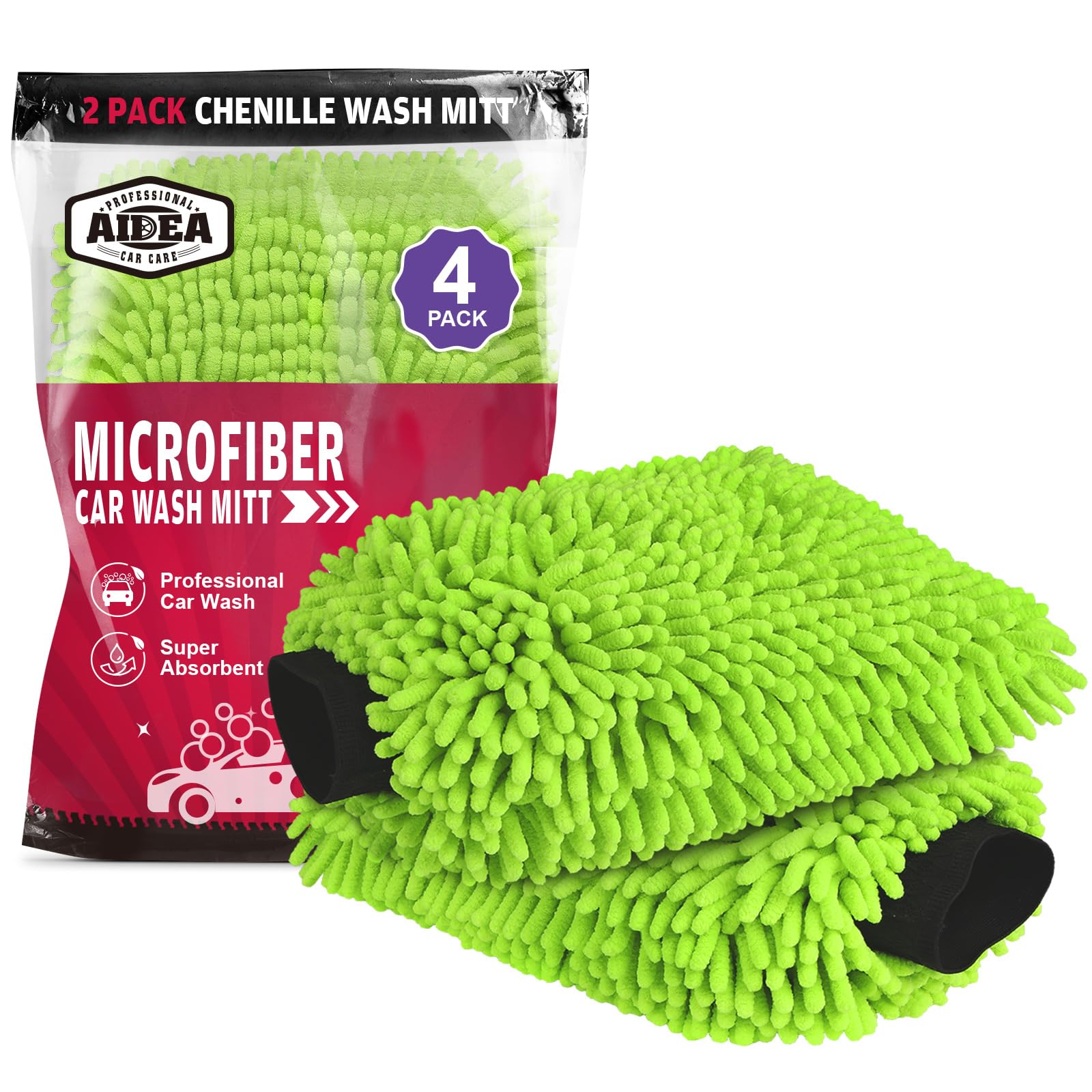 Car Wash Mitt Microfiber (4 Count)