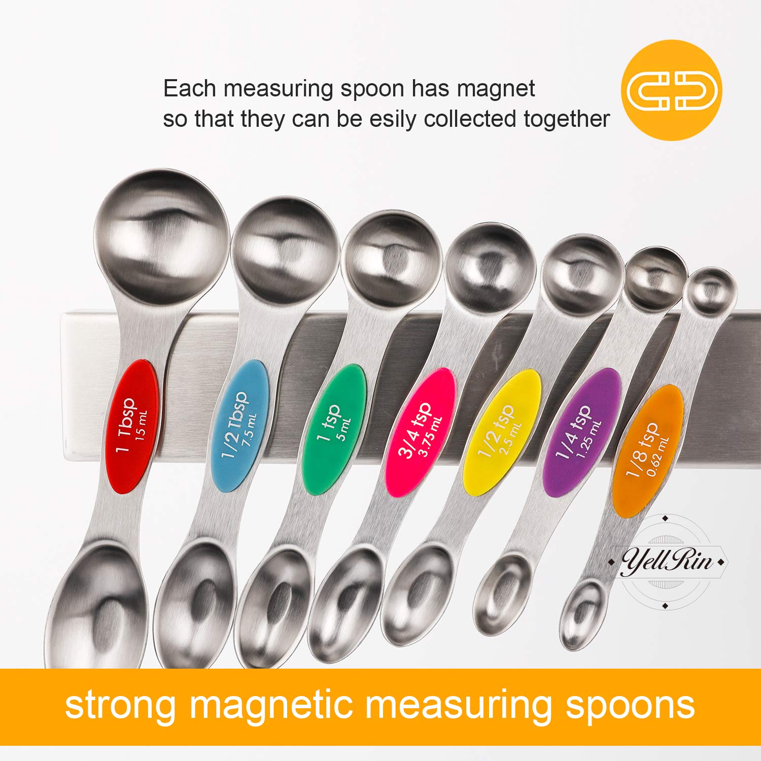 Magnetic Measuring Spoons Set Stainless Steel Dual Sided Measuring Spoons
