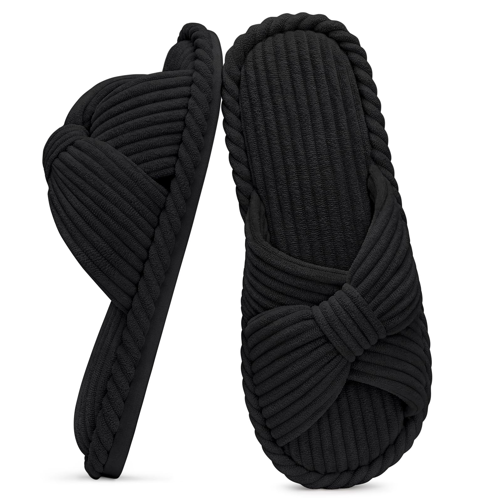 Summer House Slippers for Women Corduroy Open Toe Indoor Slippers