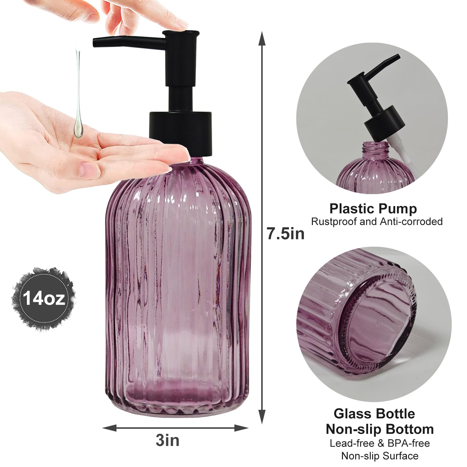 Black Pump Glass Soap Dispenser