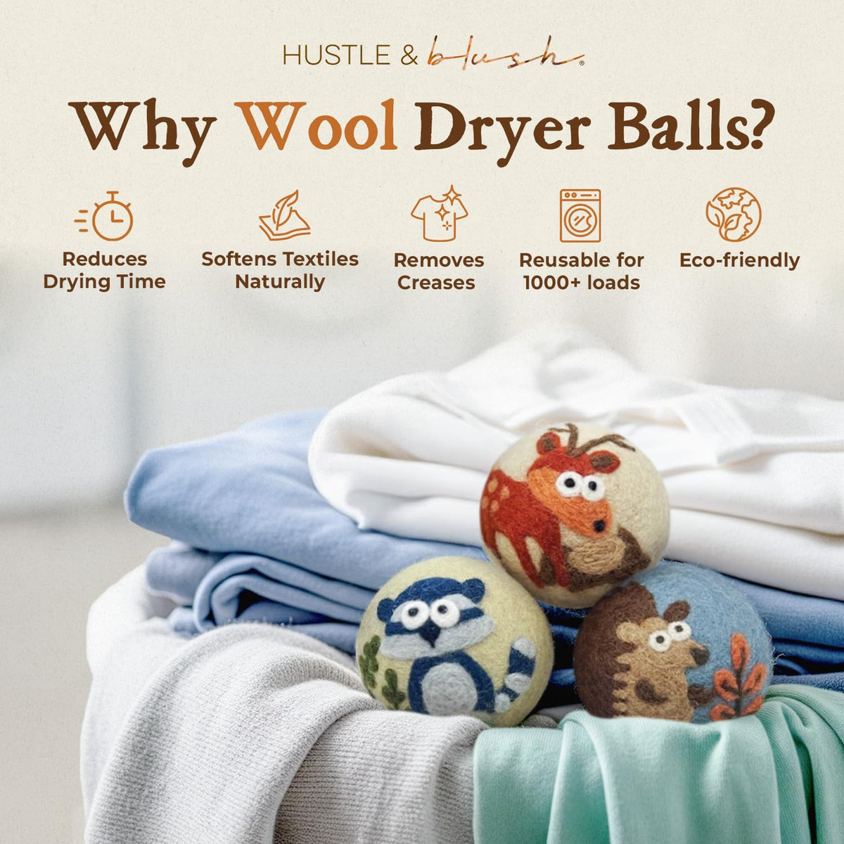 Fluff Ewes Wool Dryer Balls 3 Pack (3 Count)