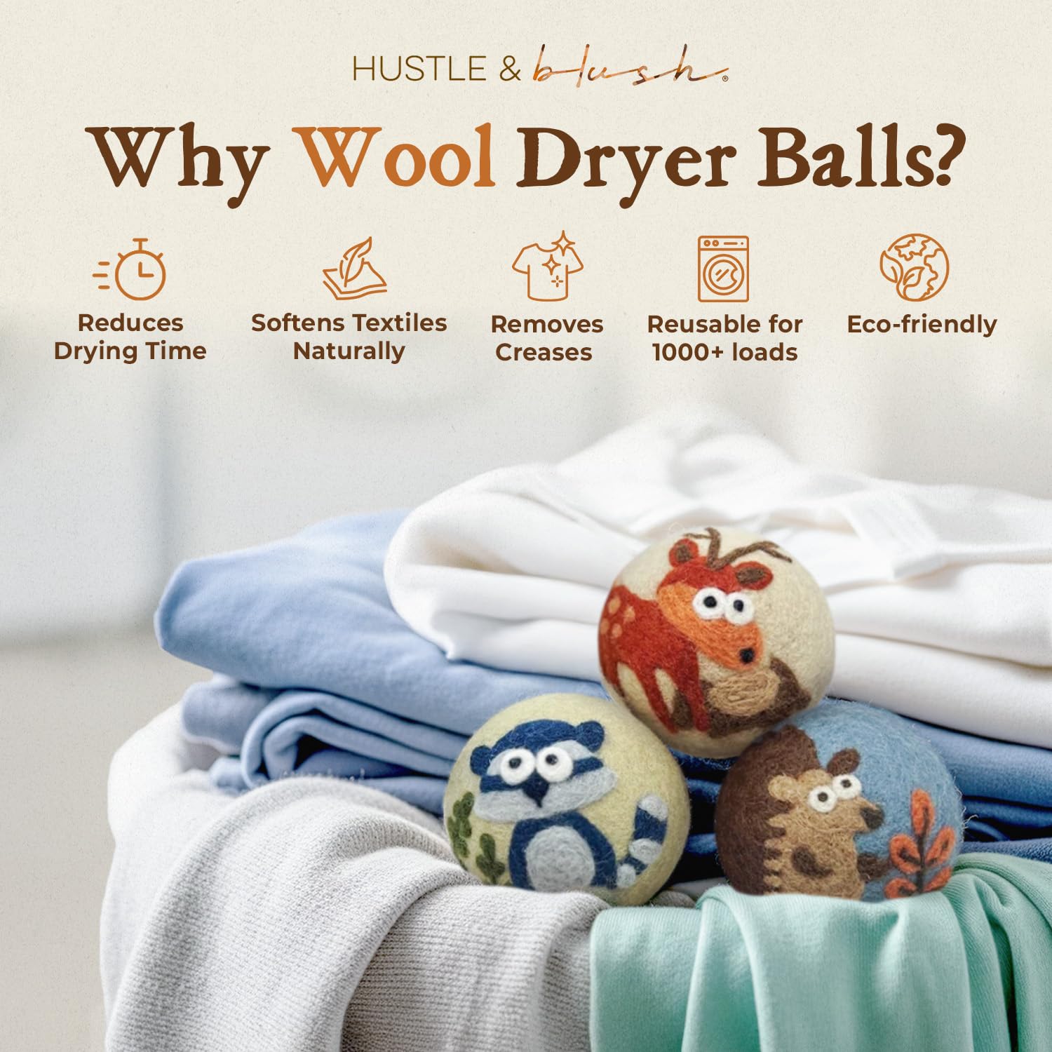 Fluff Ewes Wool Dryer Balls 3 Pack (3 Count)