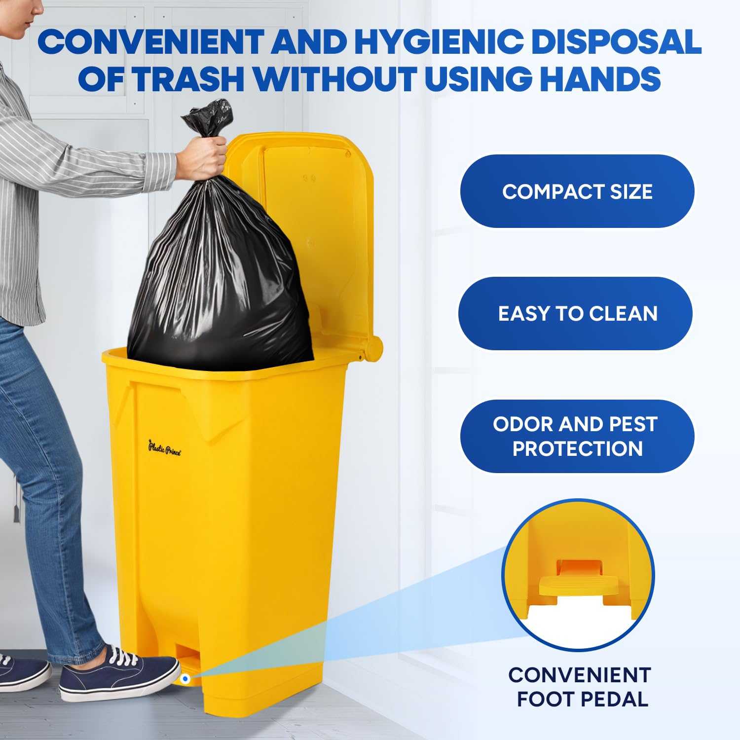 27 Gallon Step On Trash Can with Lid