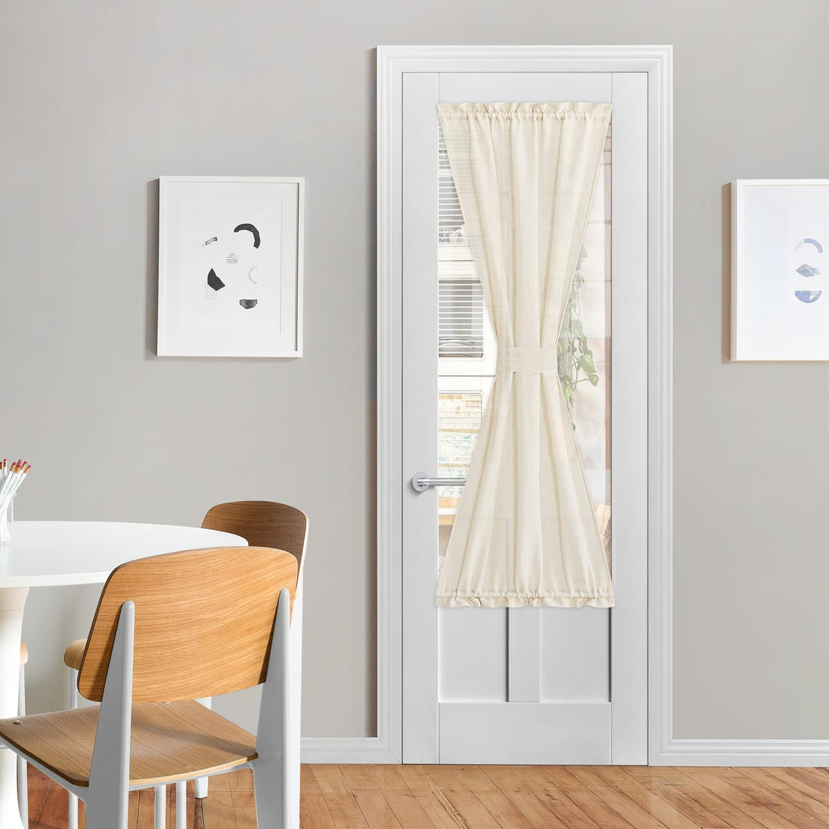 Beige Sheer Privacy Curtains for Front Back Door