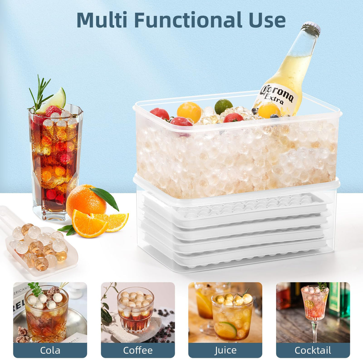 Mini Ice Cube Trays for Freezer with Lid (4 Count)