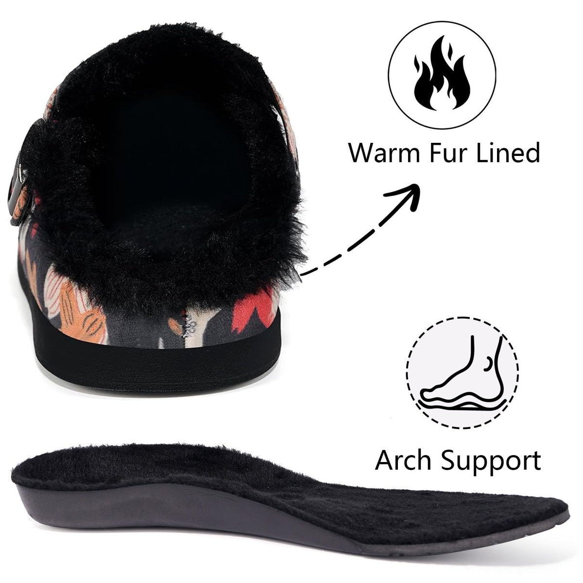 Fur Lined Clogs for Women Men Winter Slippers
