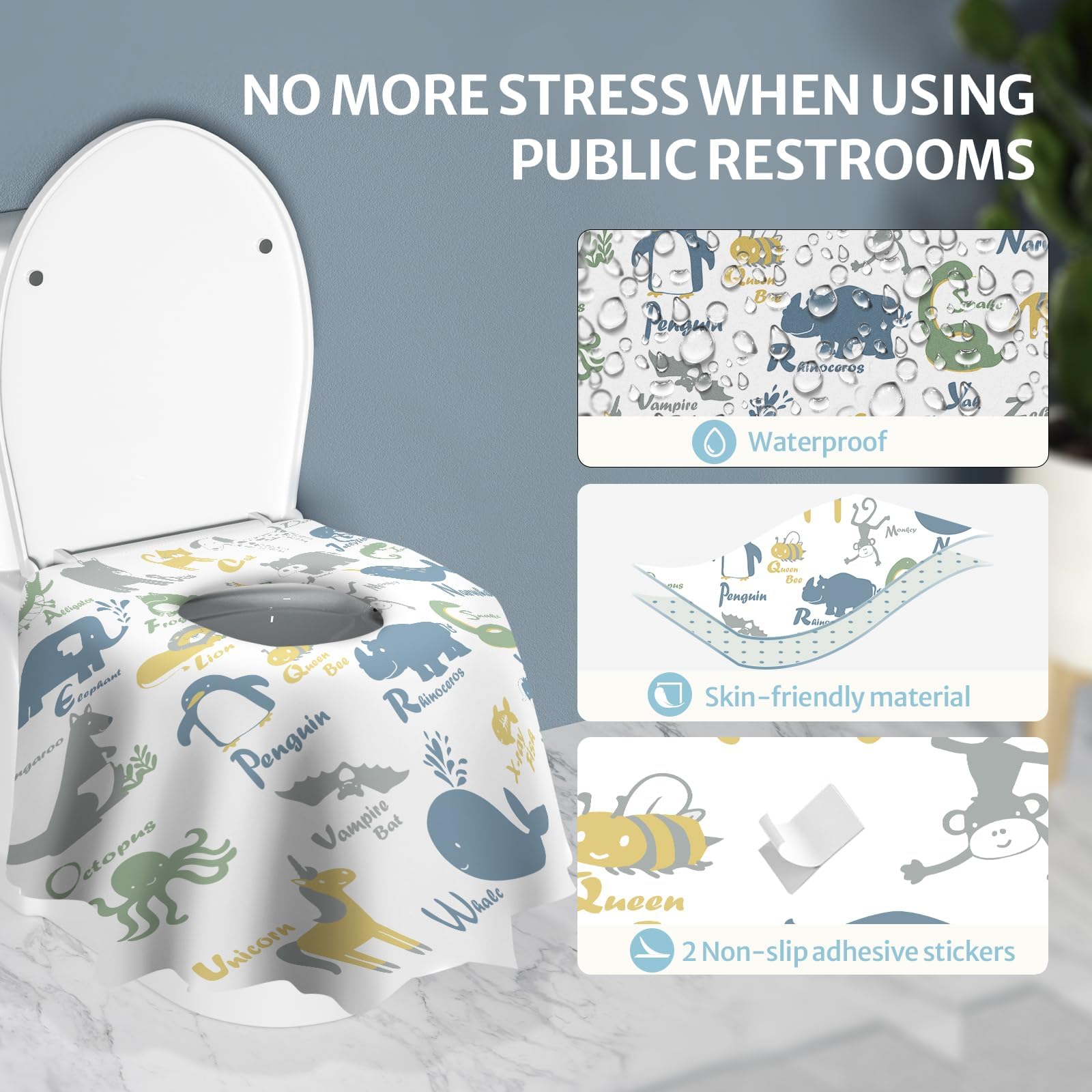 30 Pcs Toilet Seat Covers Disposable for Toddlers & Adults (30 Count)