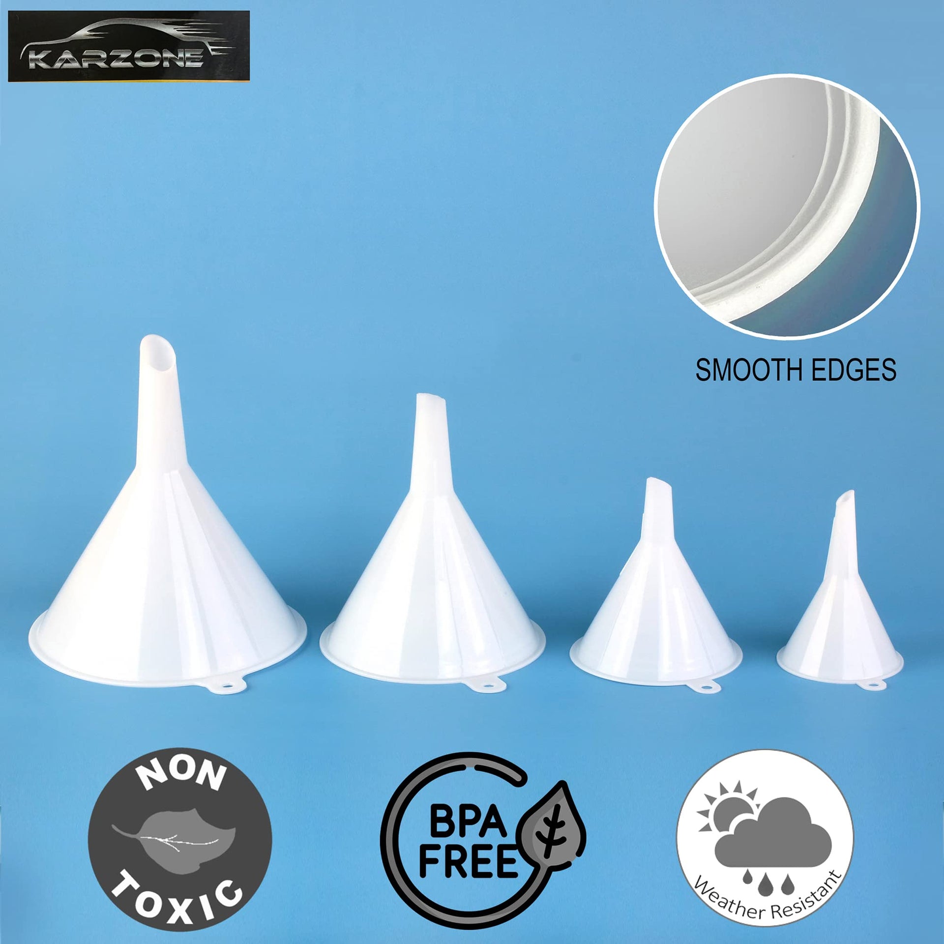 Plastic Funnel for Automotive Use (4 Count)