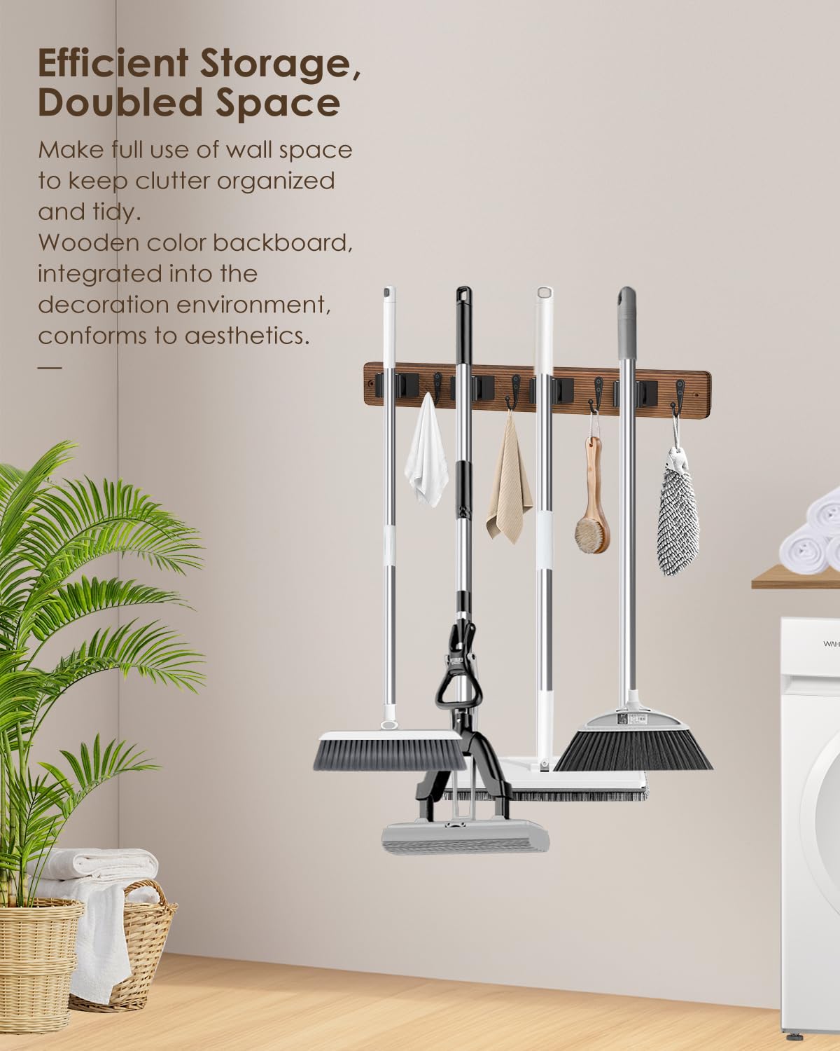 2 Pack Broom Holder Wall Mount (2 Count)