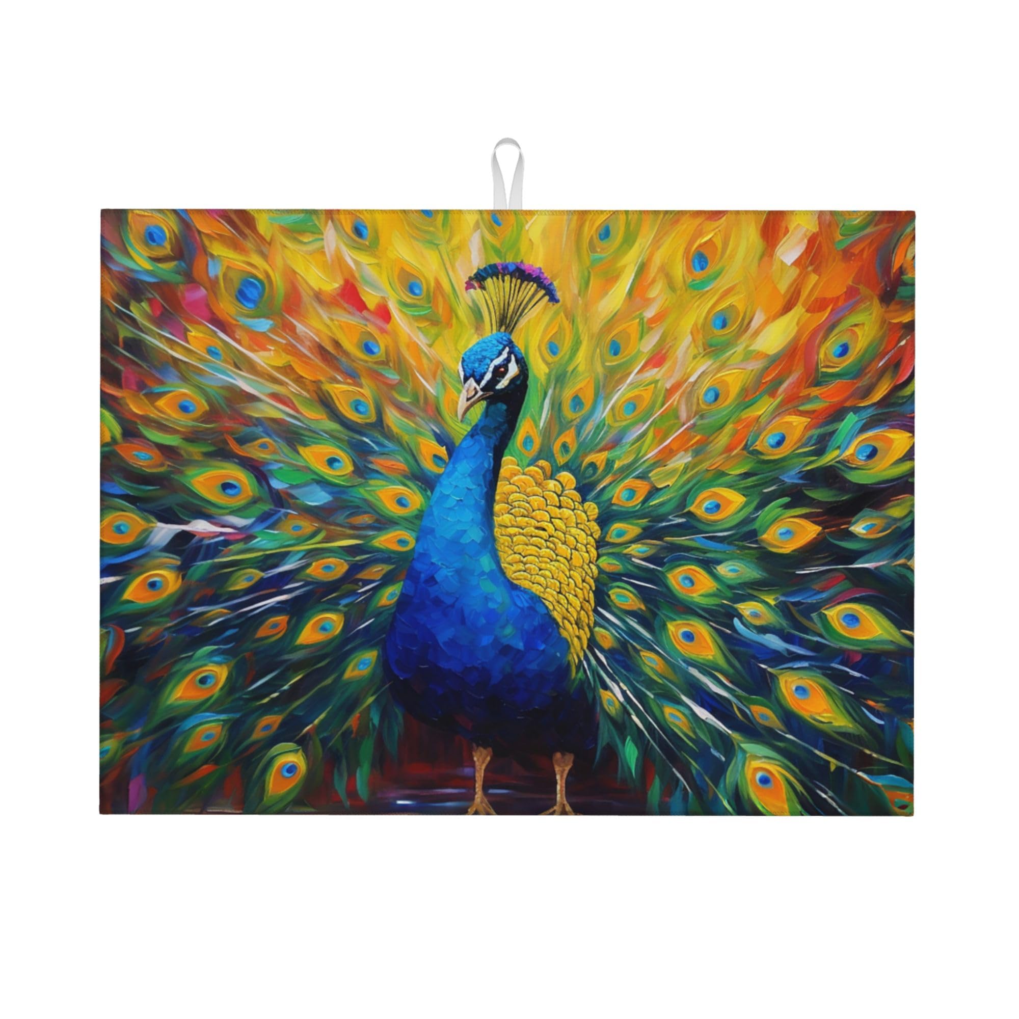 Beautiful Peacock Dish Drying Mat for Kitchen Counter 18"x24"