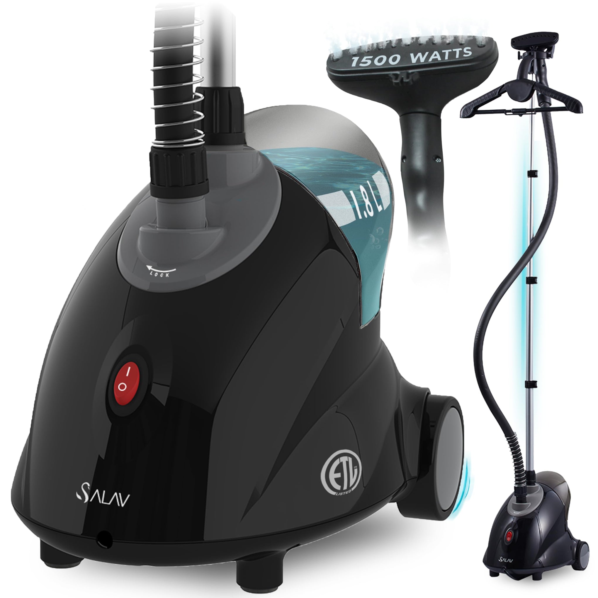 GS18 DJ Standing Garment Steamer with Roll Wheels for Easy Movement