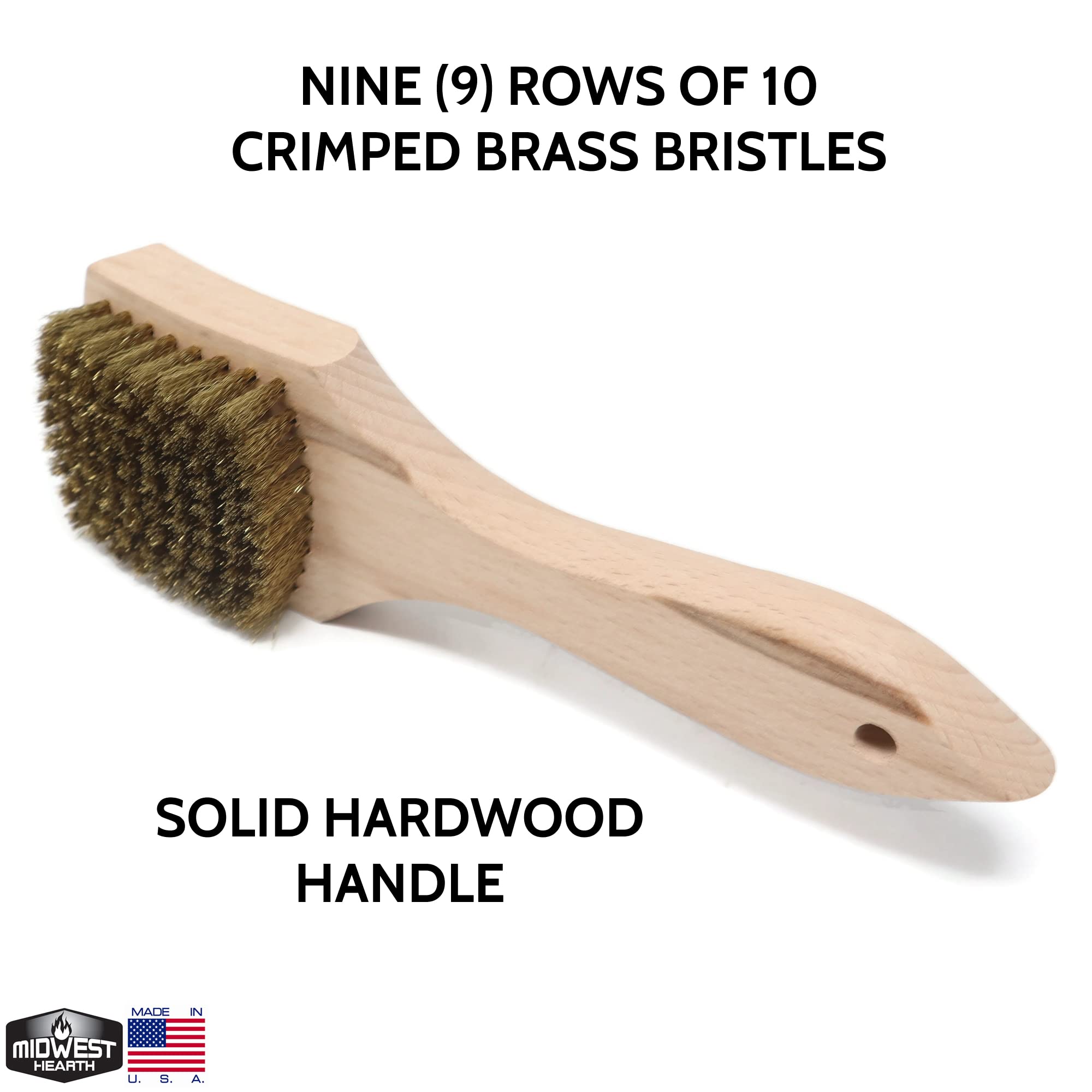 Brass Wire Utility Scrub Brush for Cleaning 9" Hardwood Handle