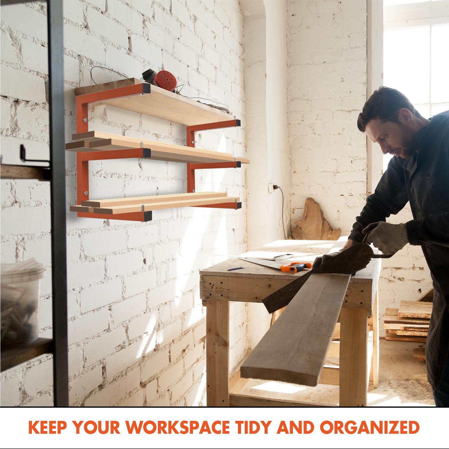 3 Level Wall Mounted Lumber Storage Rack for Garage