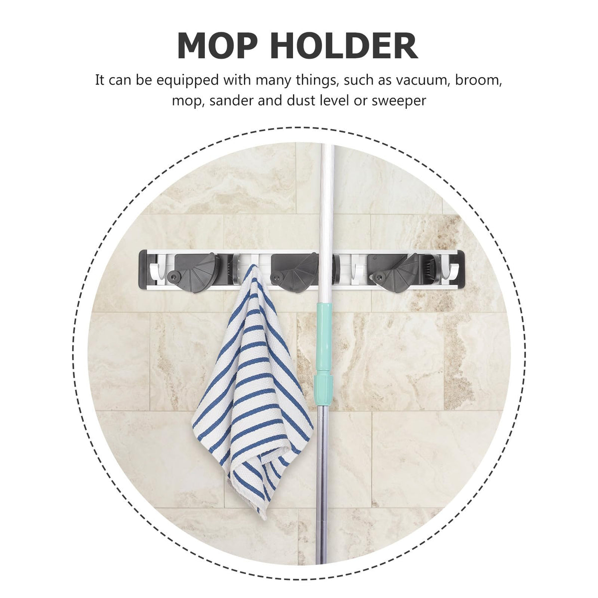 Punch free Mop and Broom Holder Rack