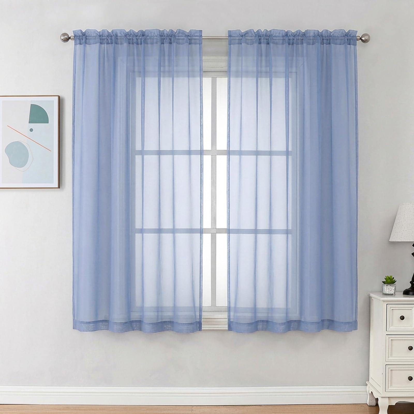 Sheer Curtains 63 Inch Length 2 Panels (2 Count)