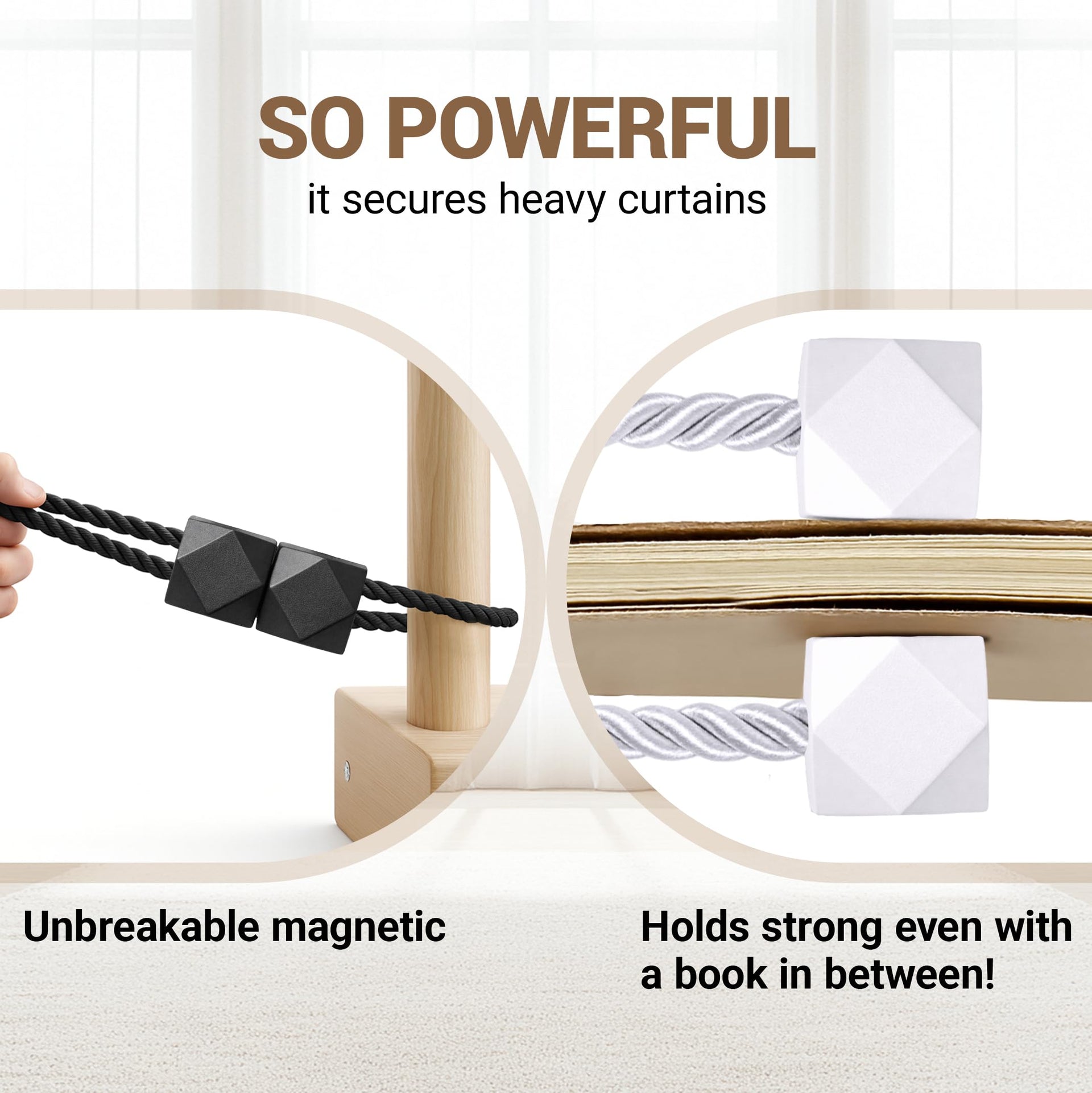 Magnetic Curtain Tiebacks Black 2pcs