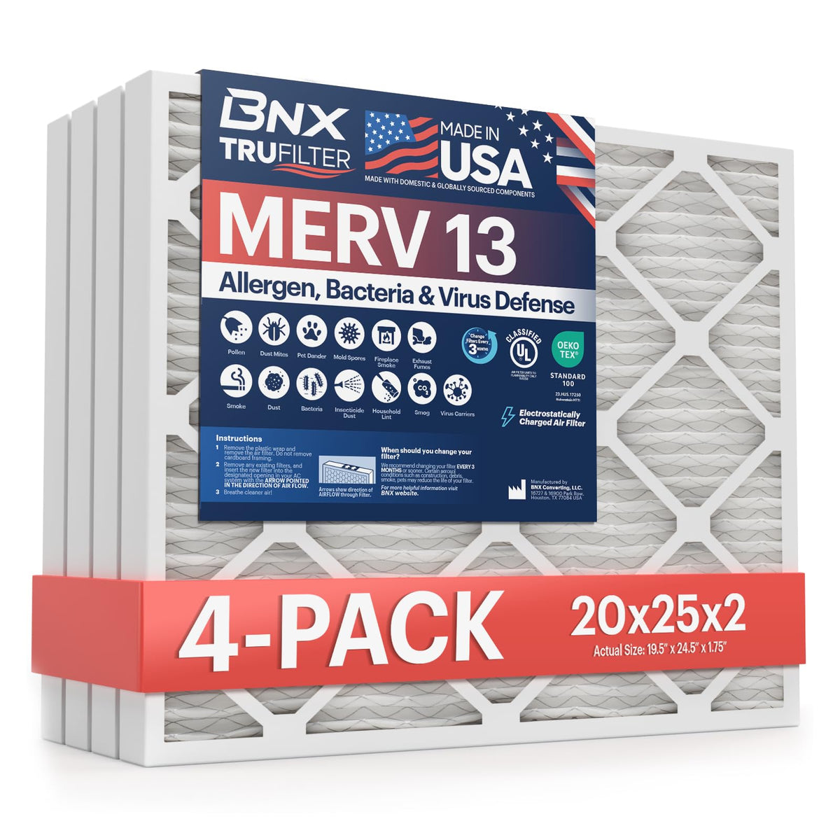 TruFilter 20x25x2 MERV 13 (4 Count)
