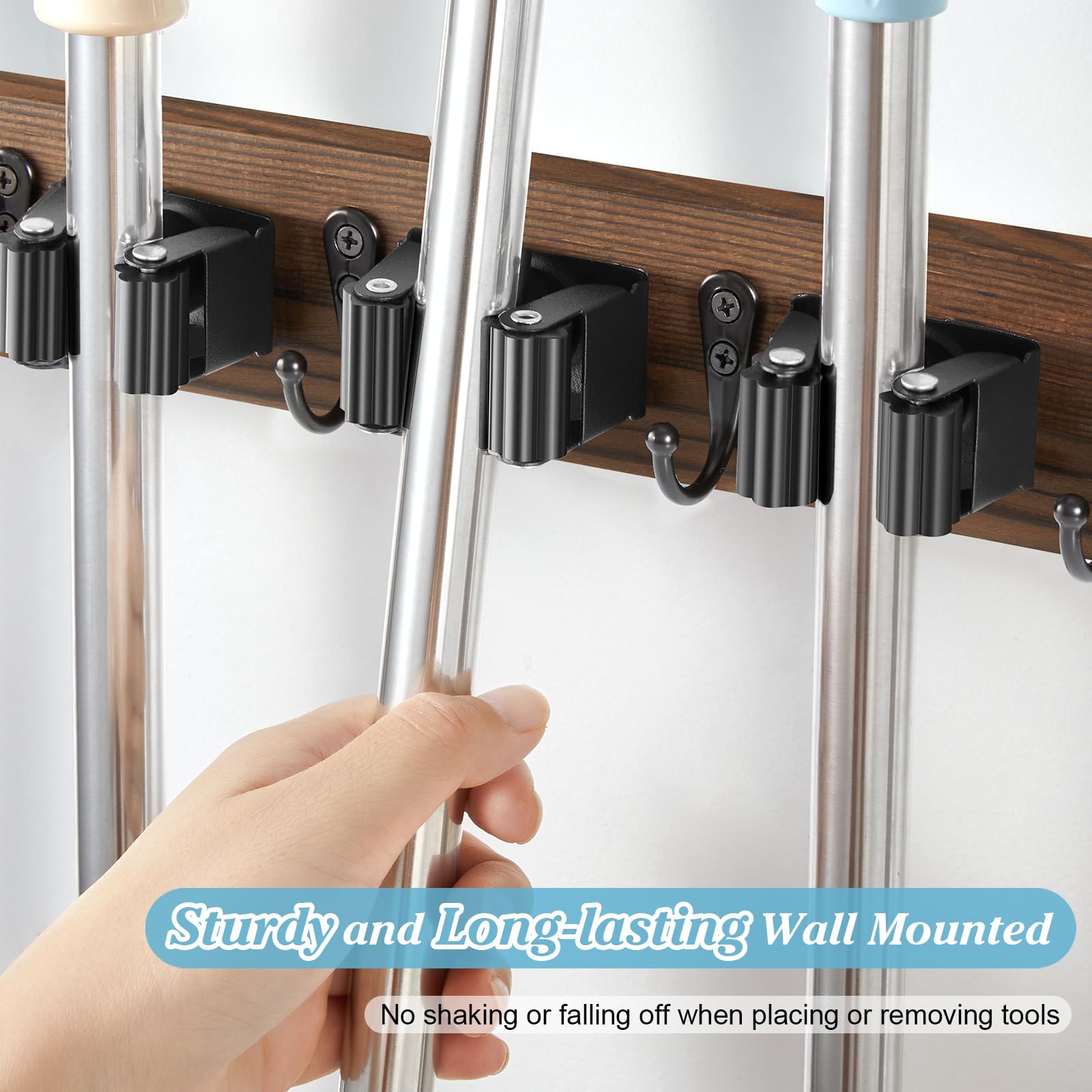 Brown Broom Holder Wall Mount