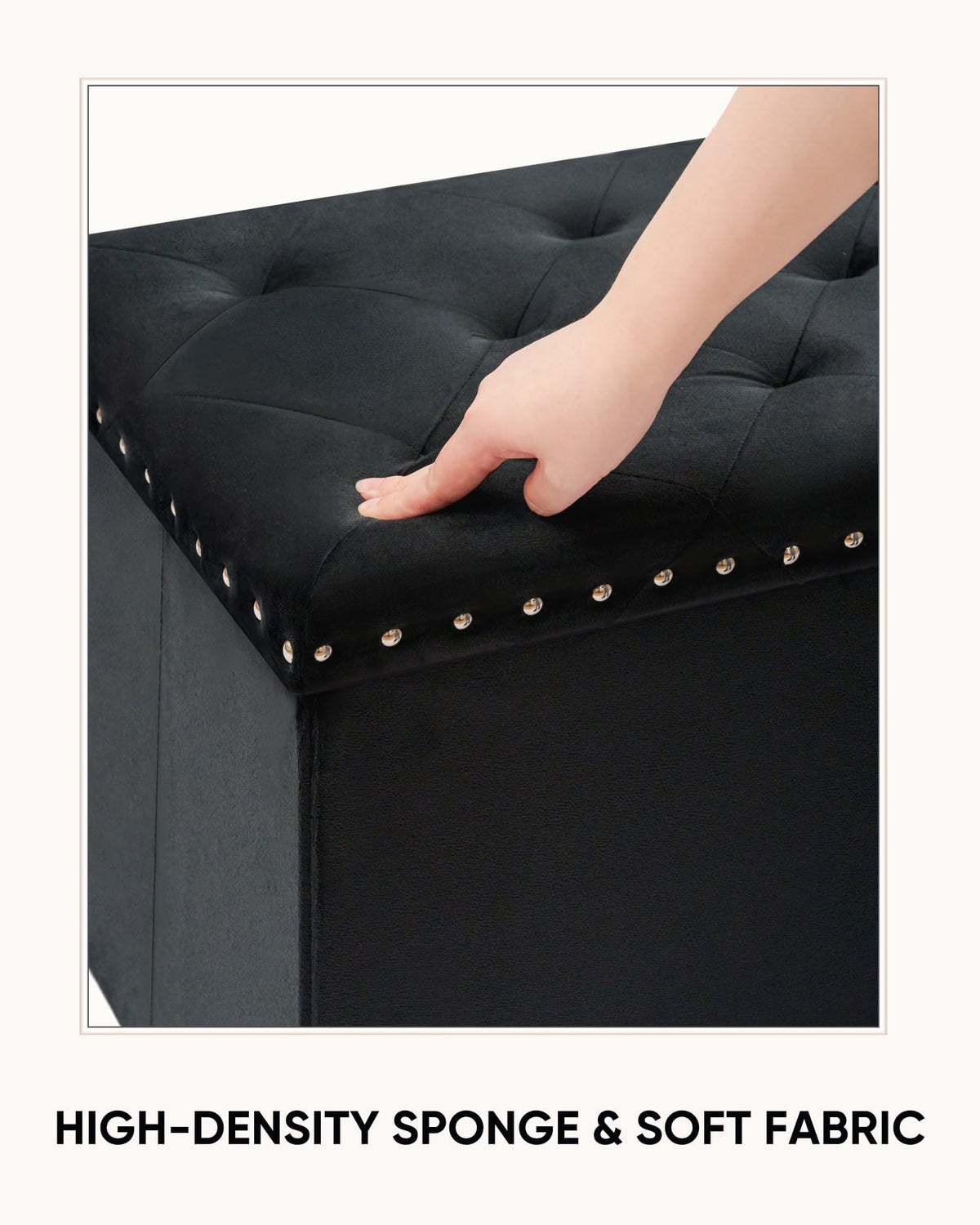 Velvet Storage Ottoman Bench