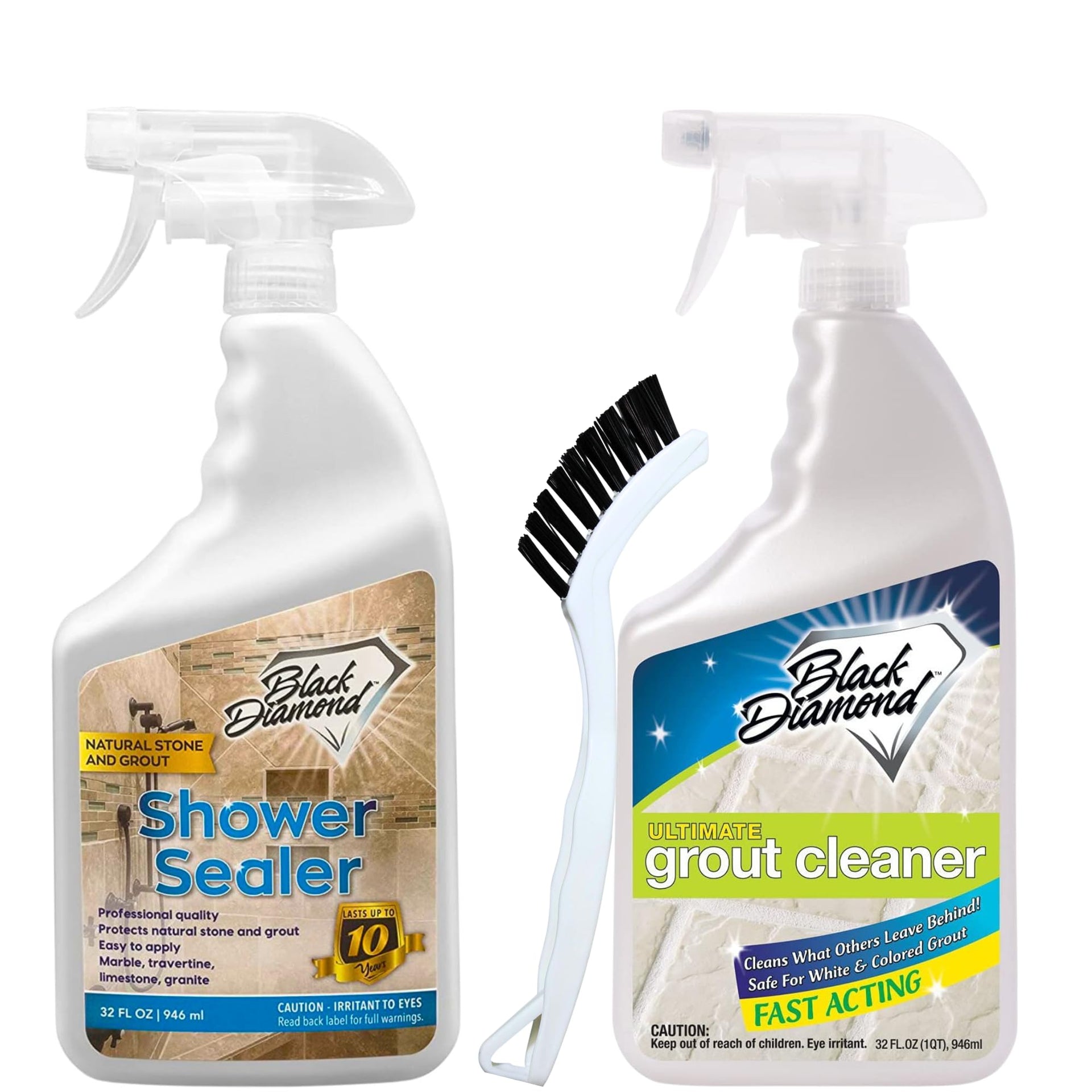 Natural Stone Shower Sealer Quart + Ultimate Grout Cleaner with Brush Quart (64 Fl Oz)