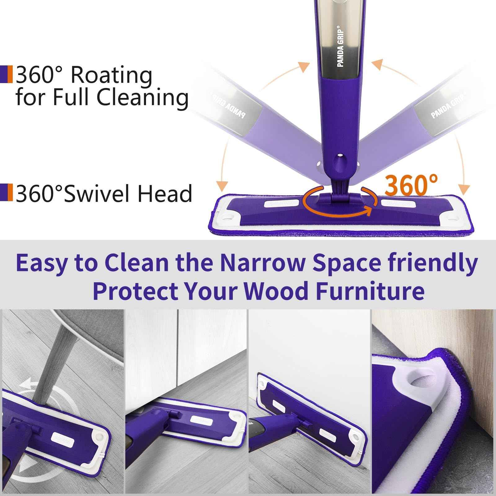 Spray Mop for Floor Cleaning with Bottle & 3 Microfiber Pads