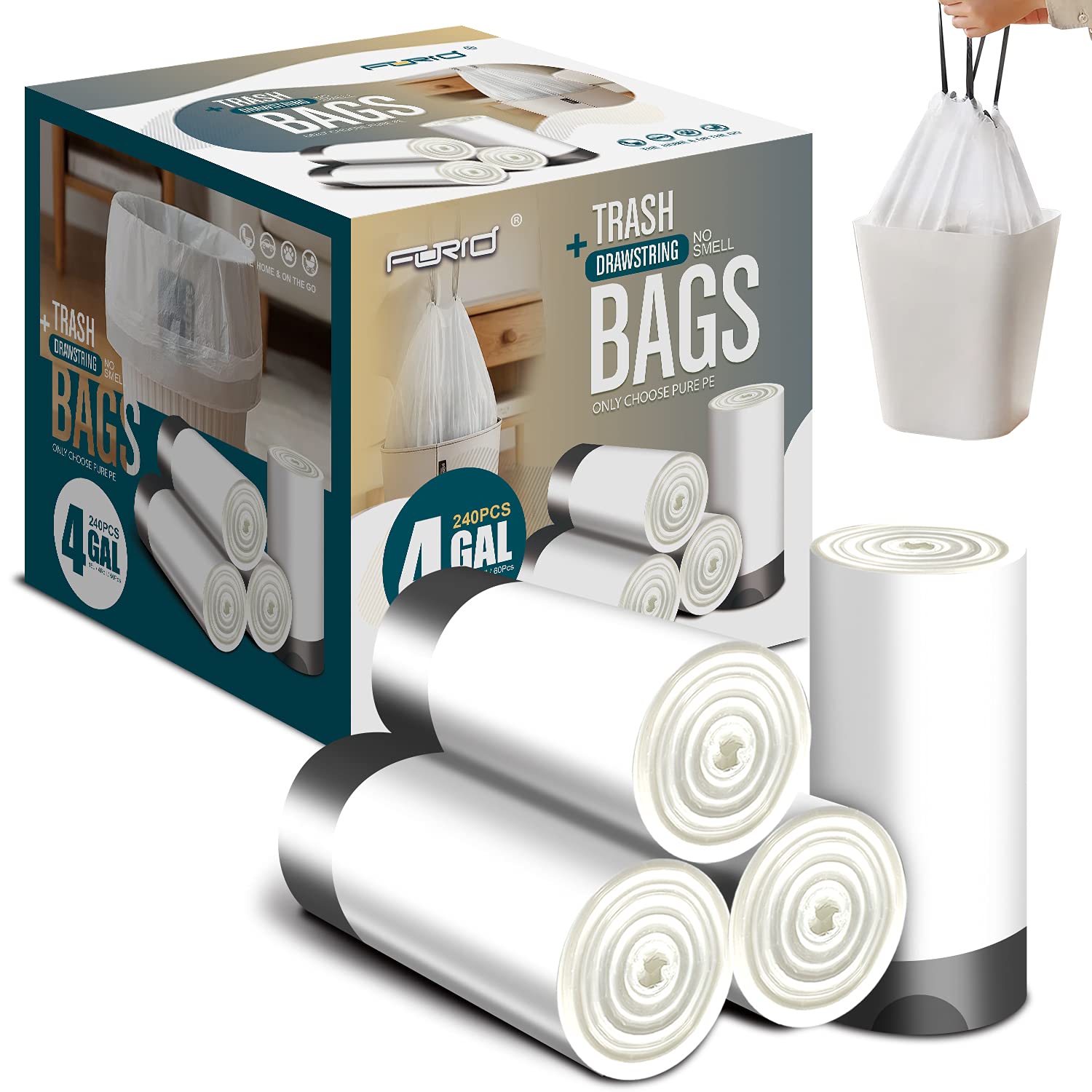 Small Drawstring Trash Bags (240 Count)