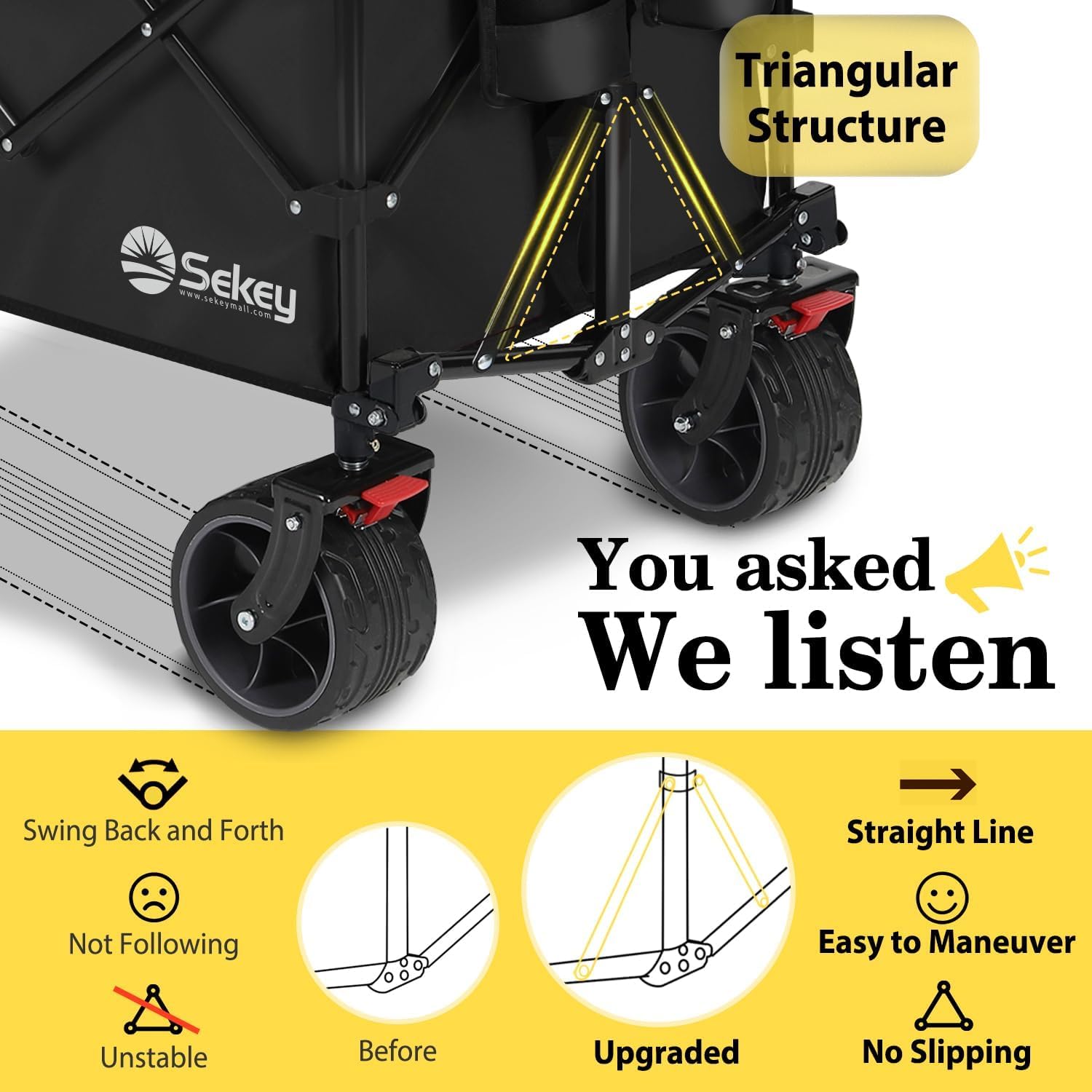 48''L Collapsible Foldable Extended Wagon with 660lbs Weight Capacity