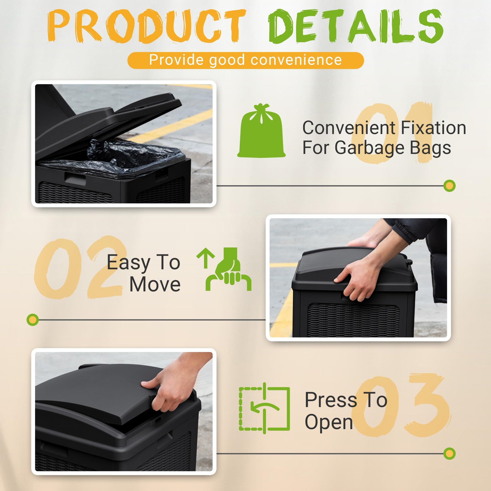 4 Pack Outdoor Trash Can with Lid