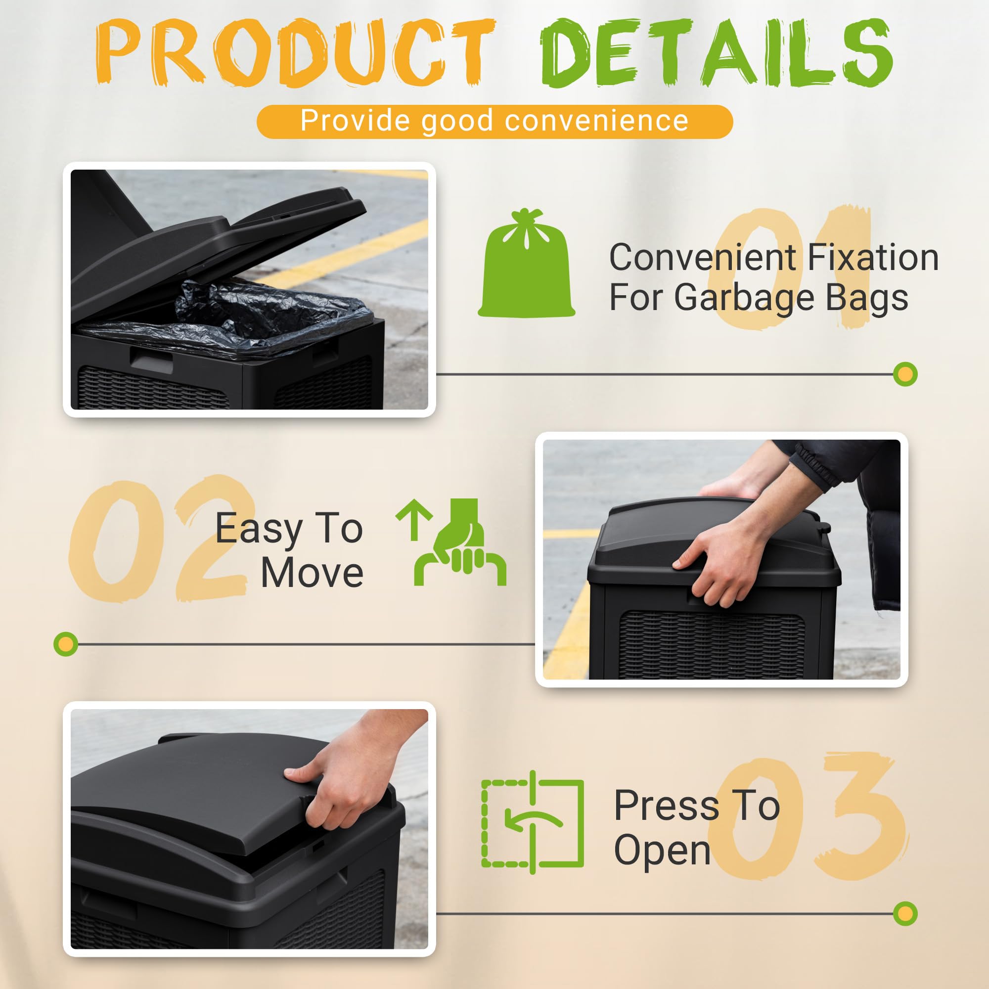 4 Pack Outdoor Trash Can with Lid