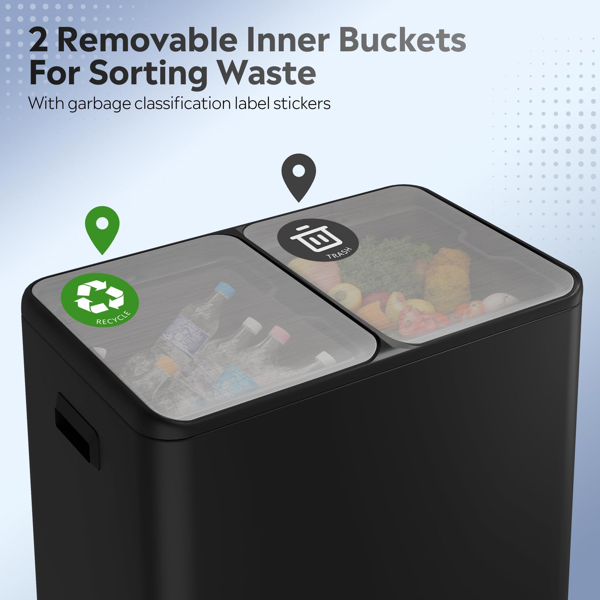 2 x 8 Gallon Stainless Steel Dual Trash Can (2 Count)