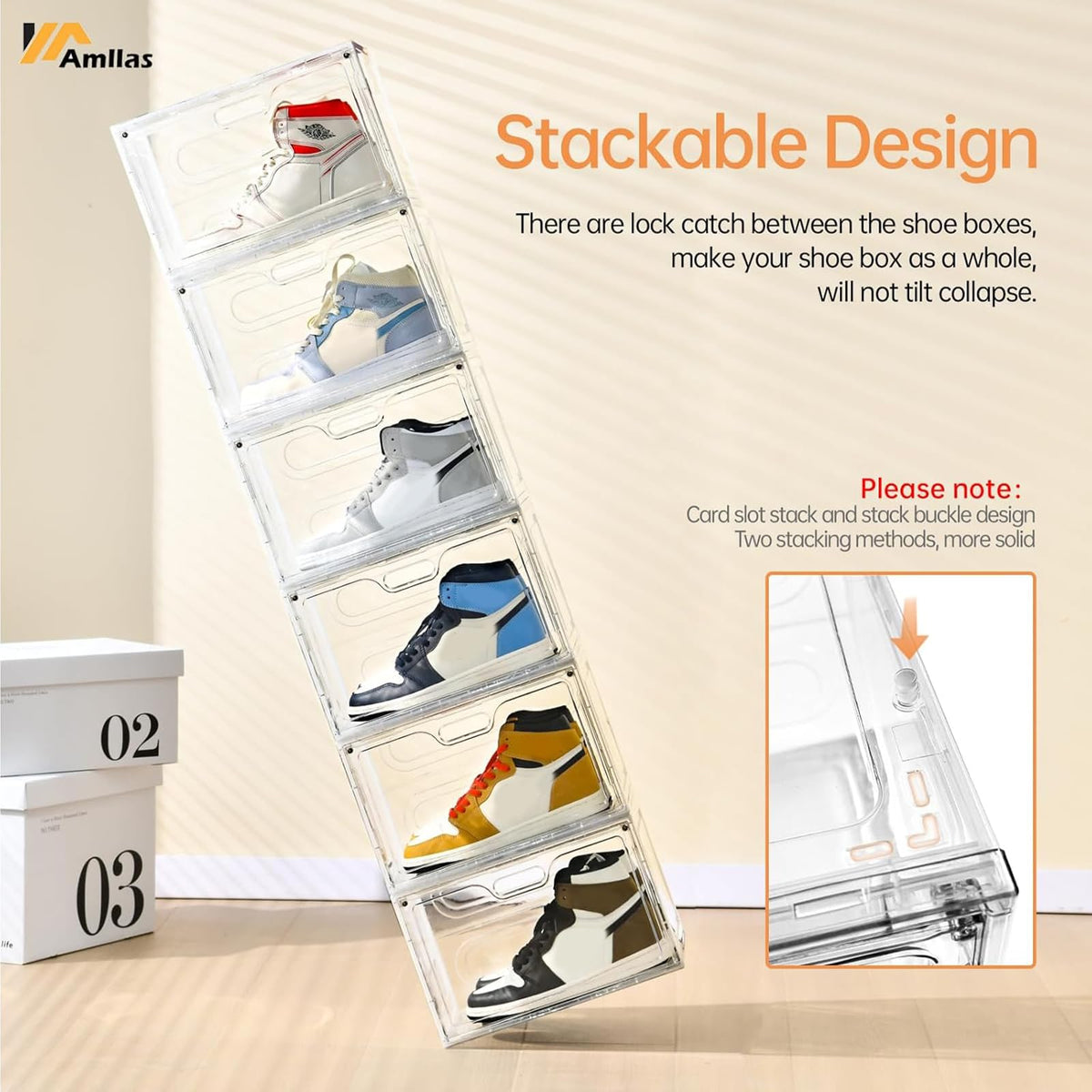 8 Pack Shoe Boxes Clear Plastic Stackable (8 Count)