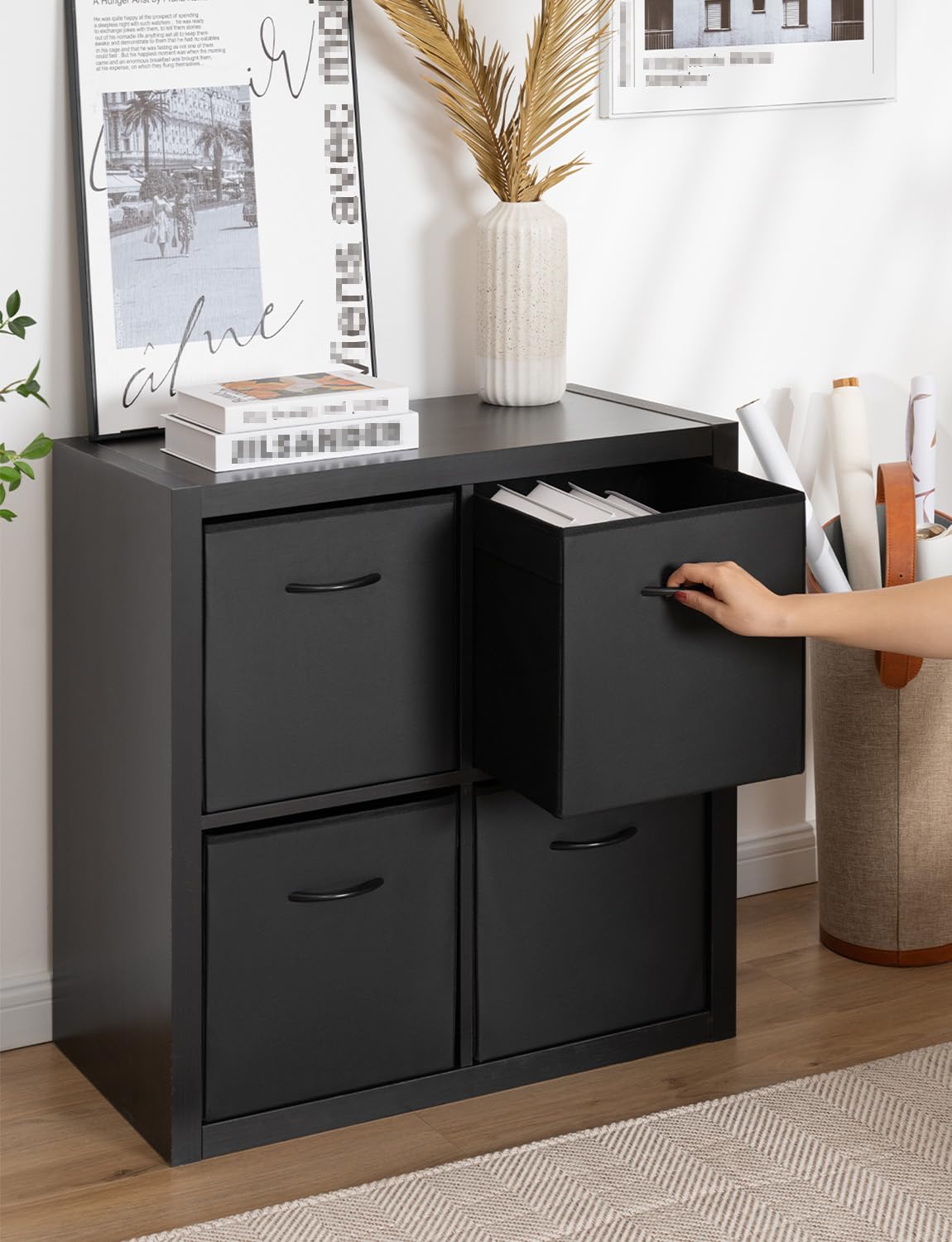 13in Black Storage Cubes (4 Count)
