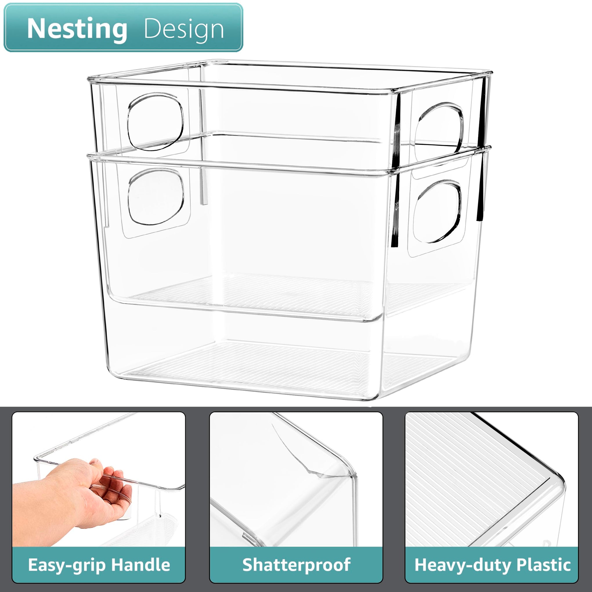 4 Pack Medium Clear Plastic Storage Bins