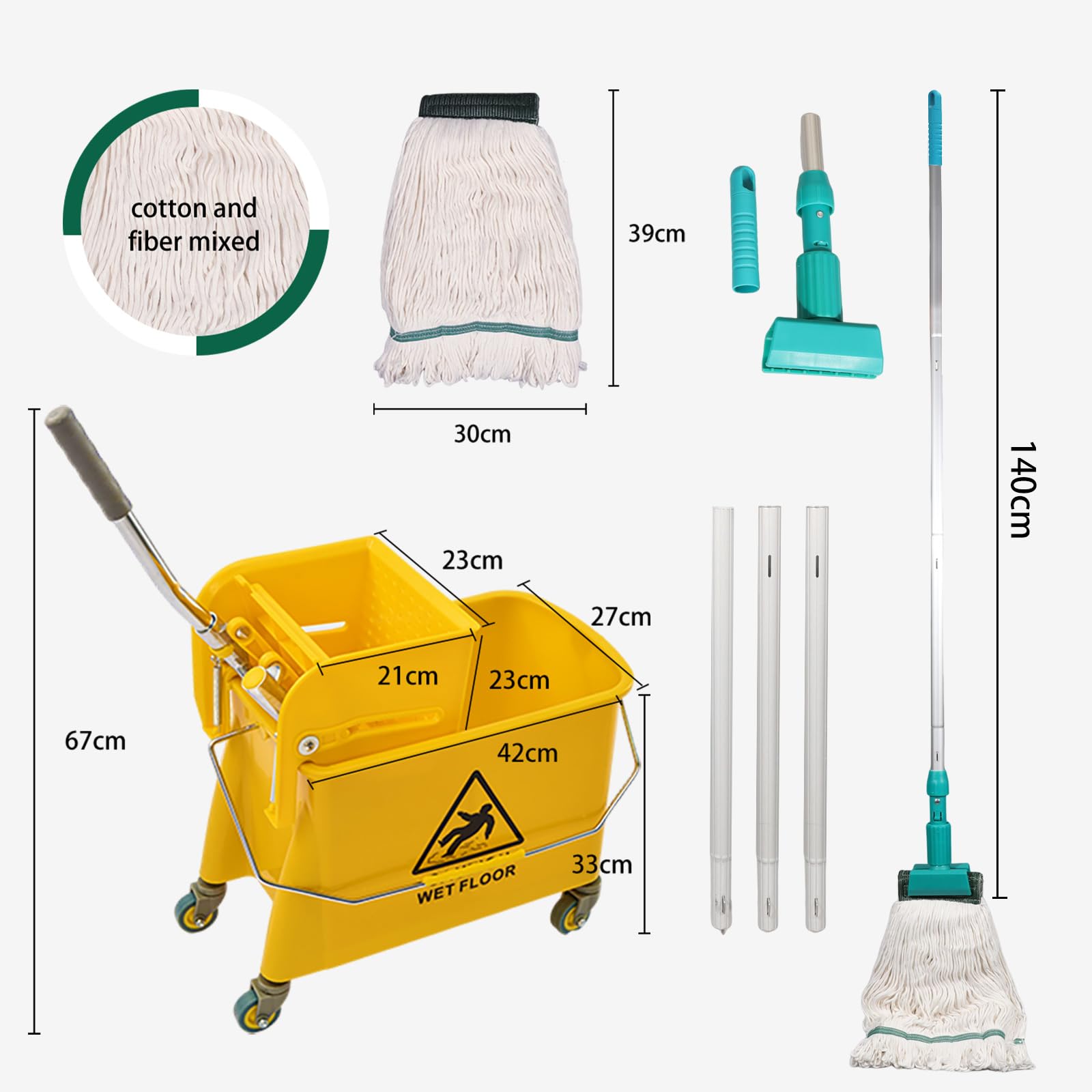 22 Quart Wheeled Mop Bucket with Press Wringer (2 Count)