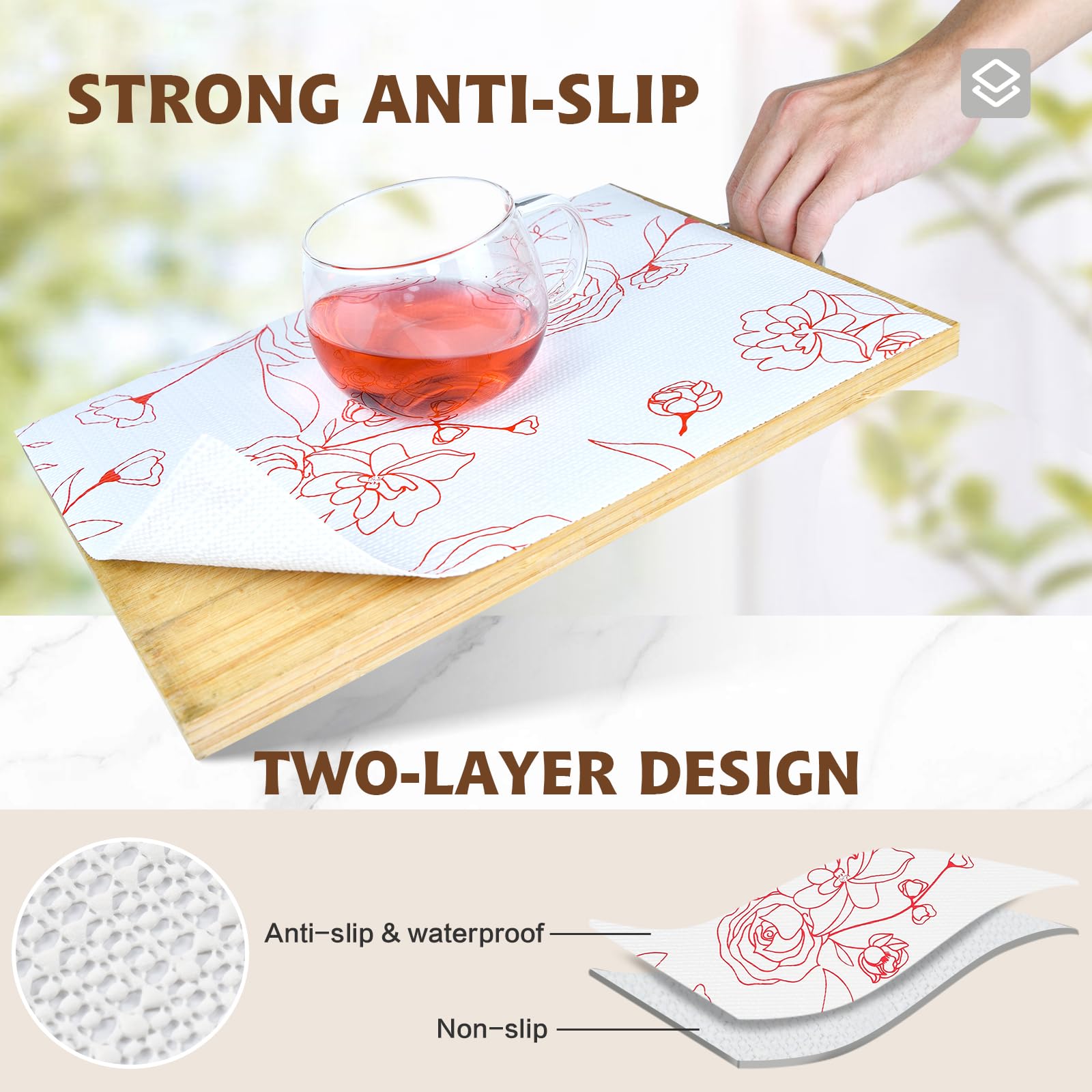 Shelf Liners for Kitchen Cabinets 17in x 20FT Non Adhesive Drawer Liner (384 Sq Ft)