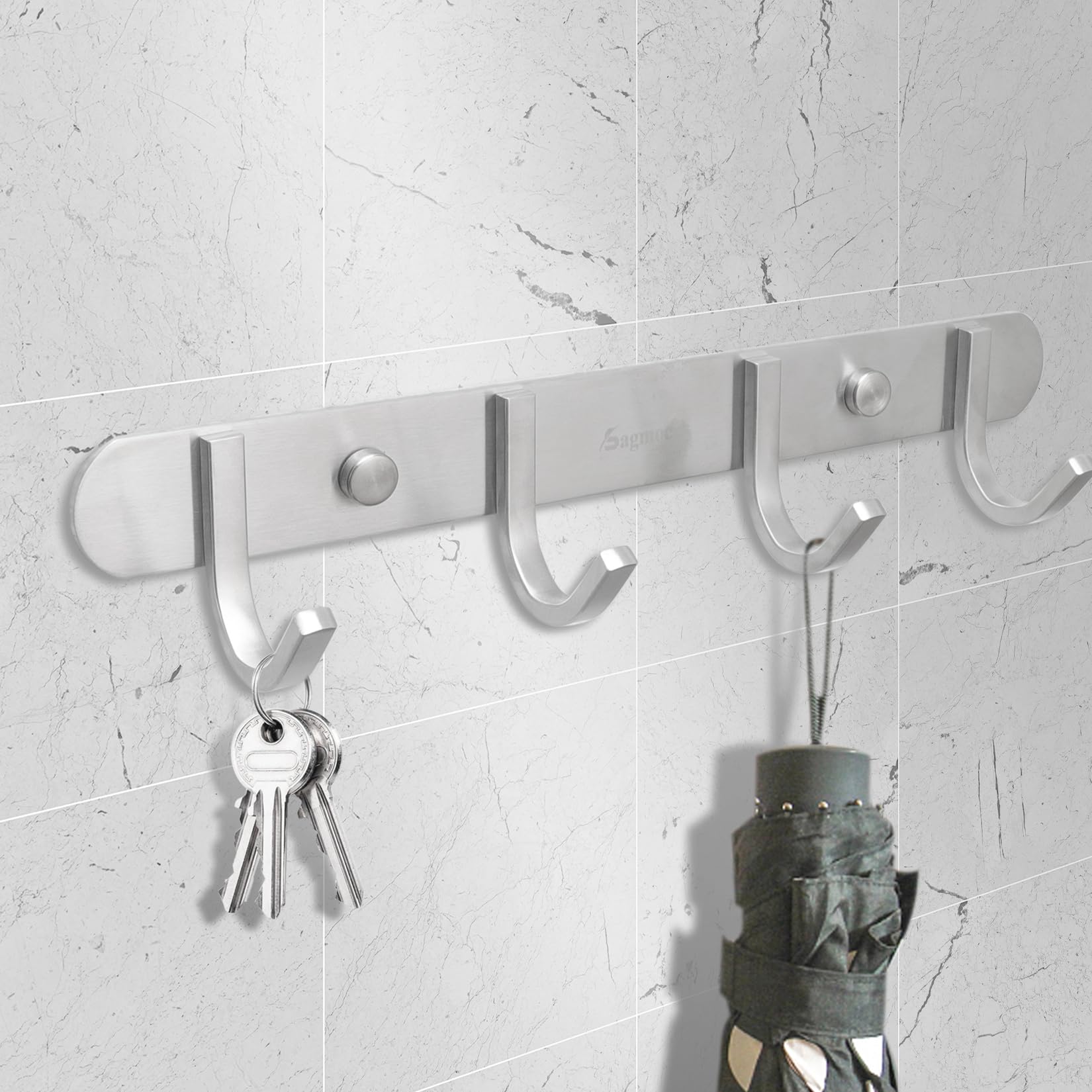 Coat Hook Rack Brushed Nickel