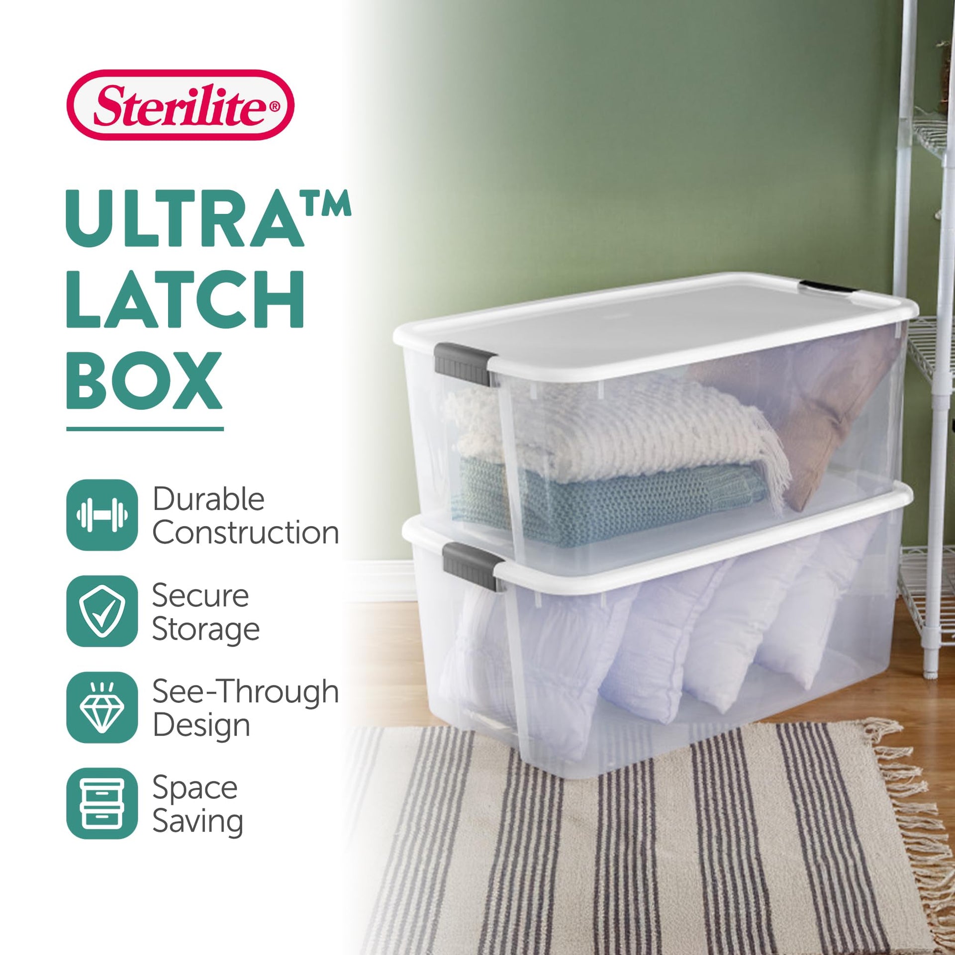 Ultra Latch Box with Lids for Home and Office (8 Count)