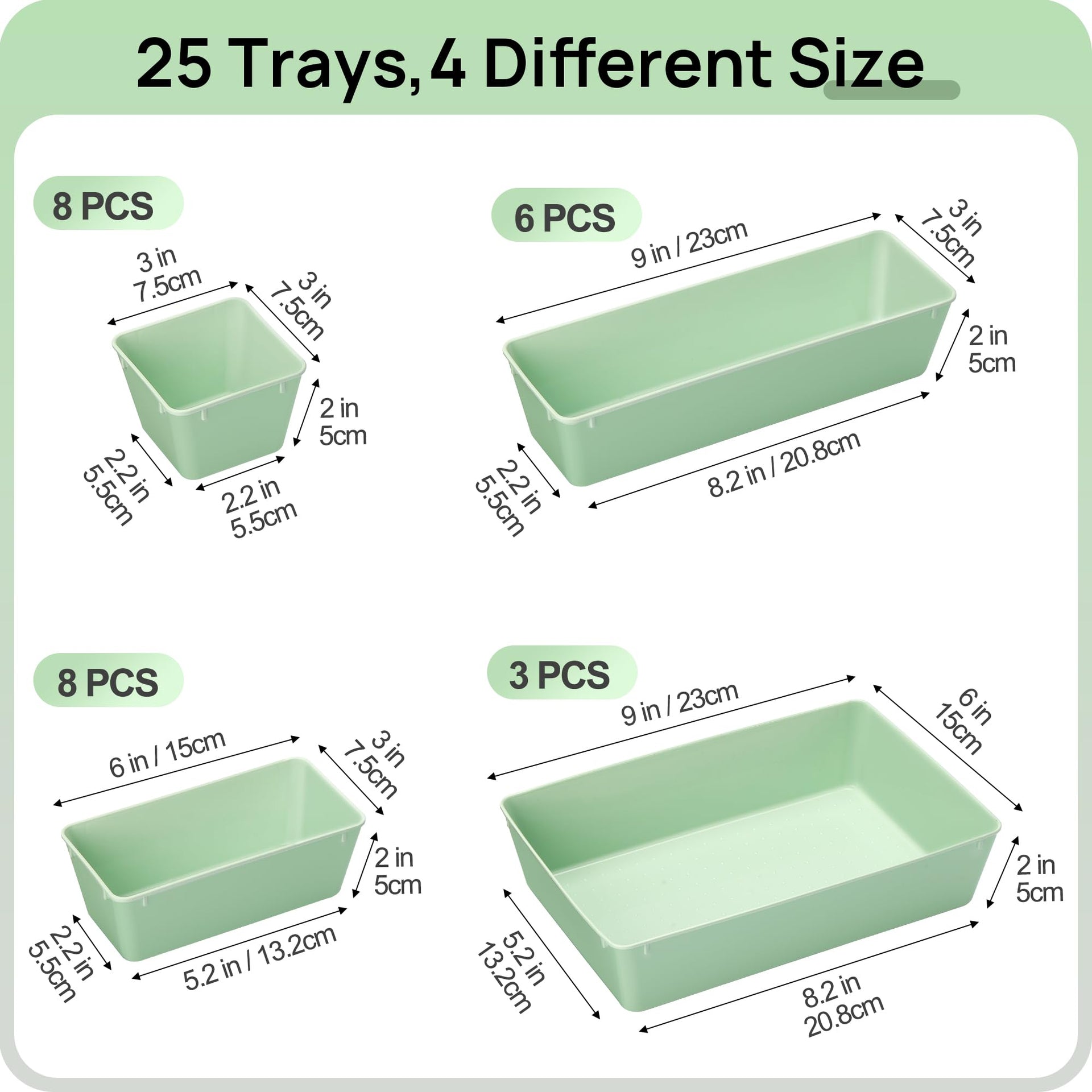 25 Pack Plastic Drawer Organizers with Non (25 Count)