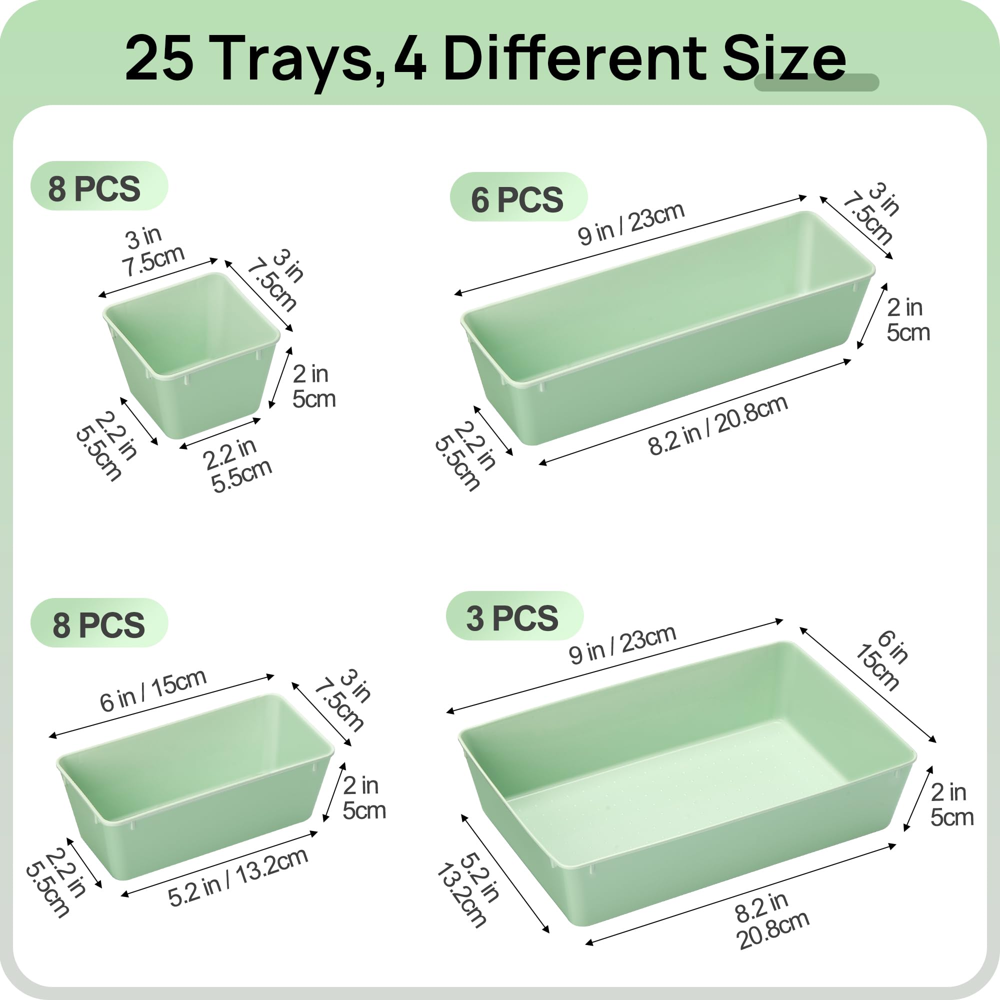 25 Pack Plastic Drawer Organizers with Non (25 Count)